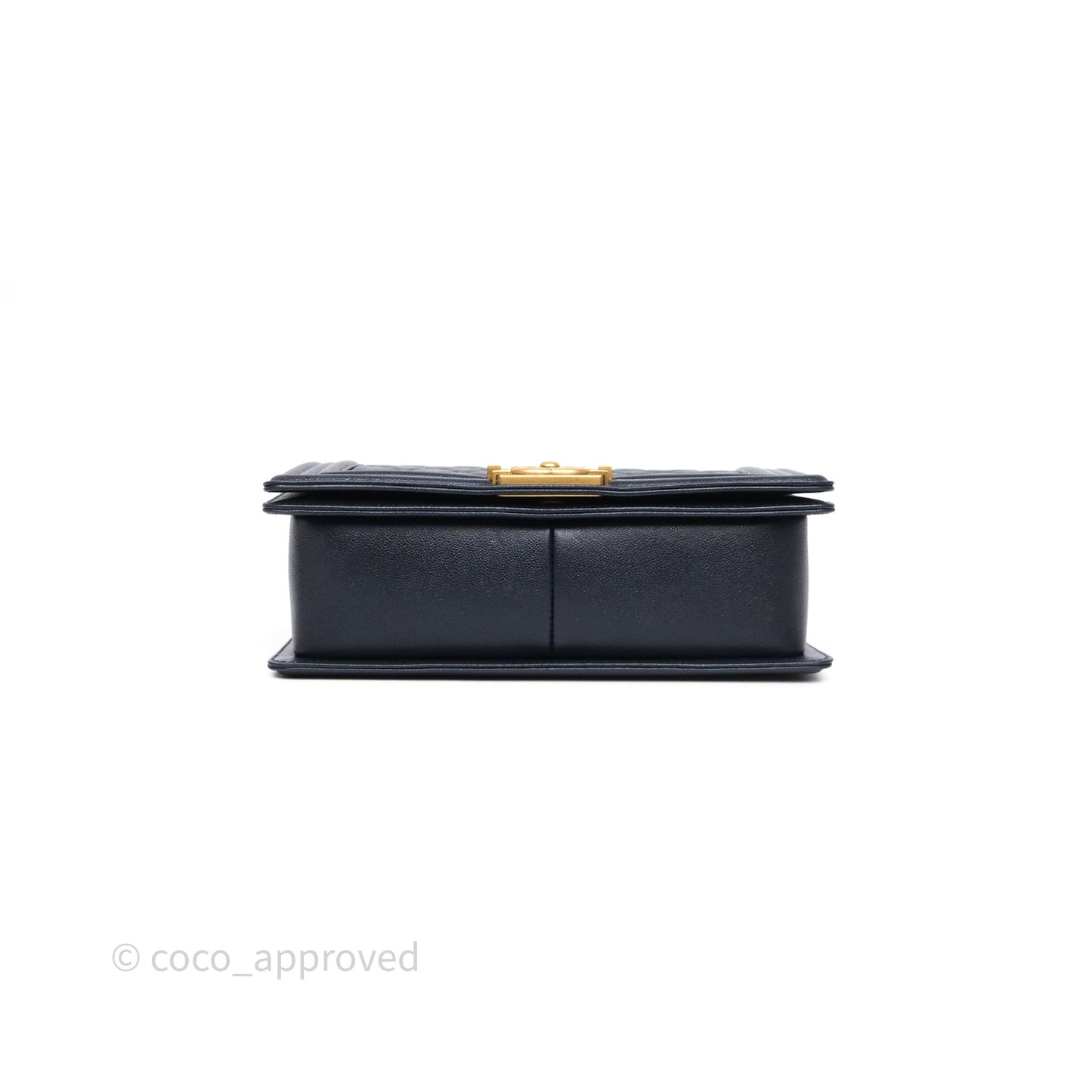Chanel Quilted Medium Boy Dark Navy Caviar Aged Gold Hardware