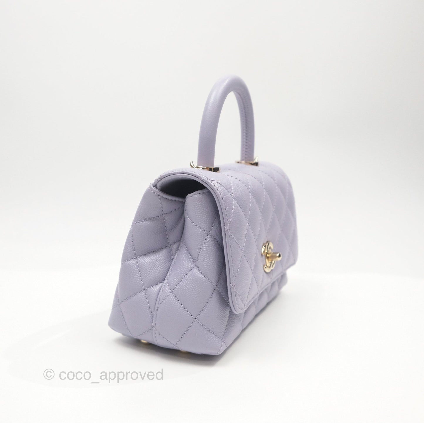 Chanel Mini Coco Handle Lilac Caviar Gold Hardware