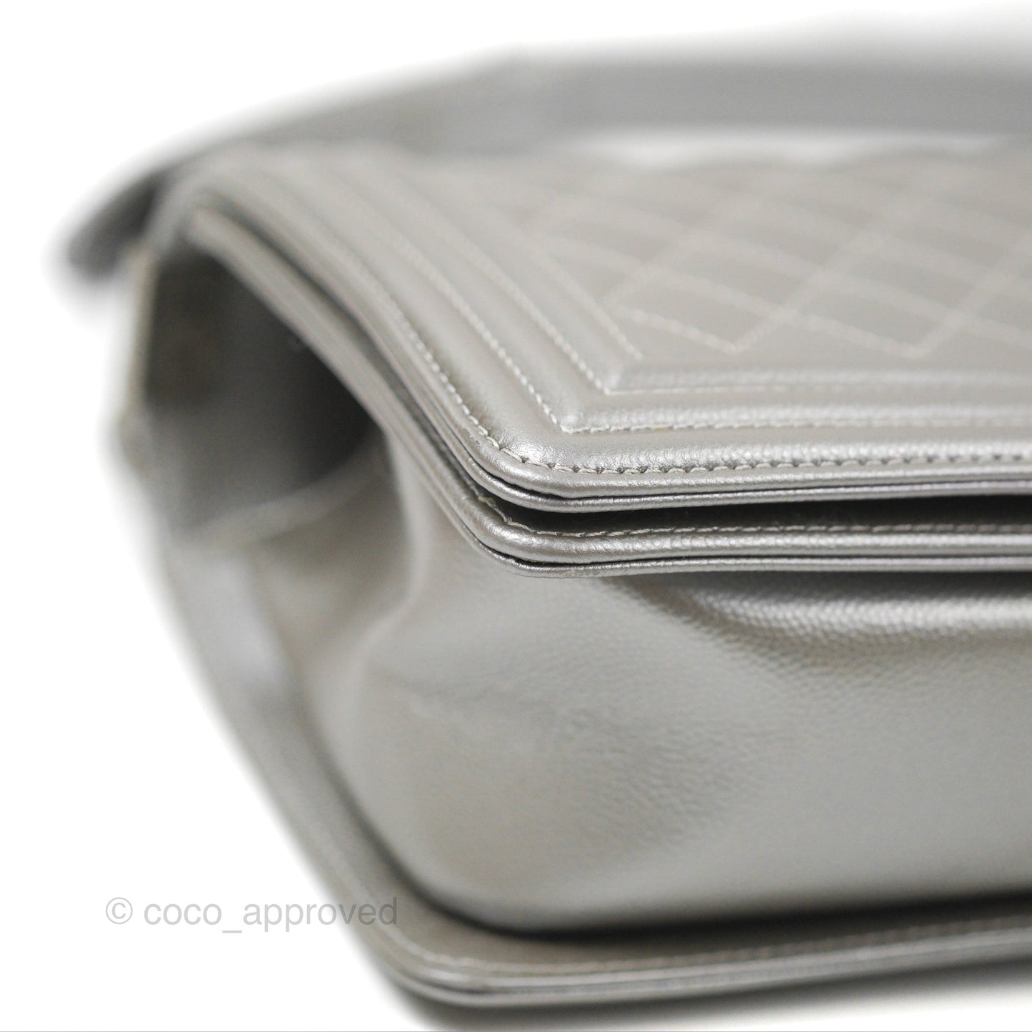 Chanel Quilted Medium Boy Silver Caviar Ruthenium Hardware