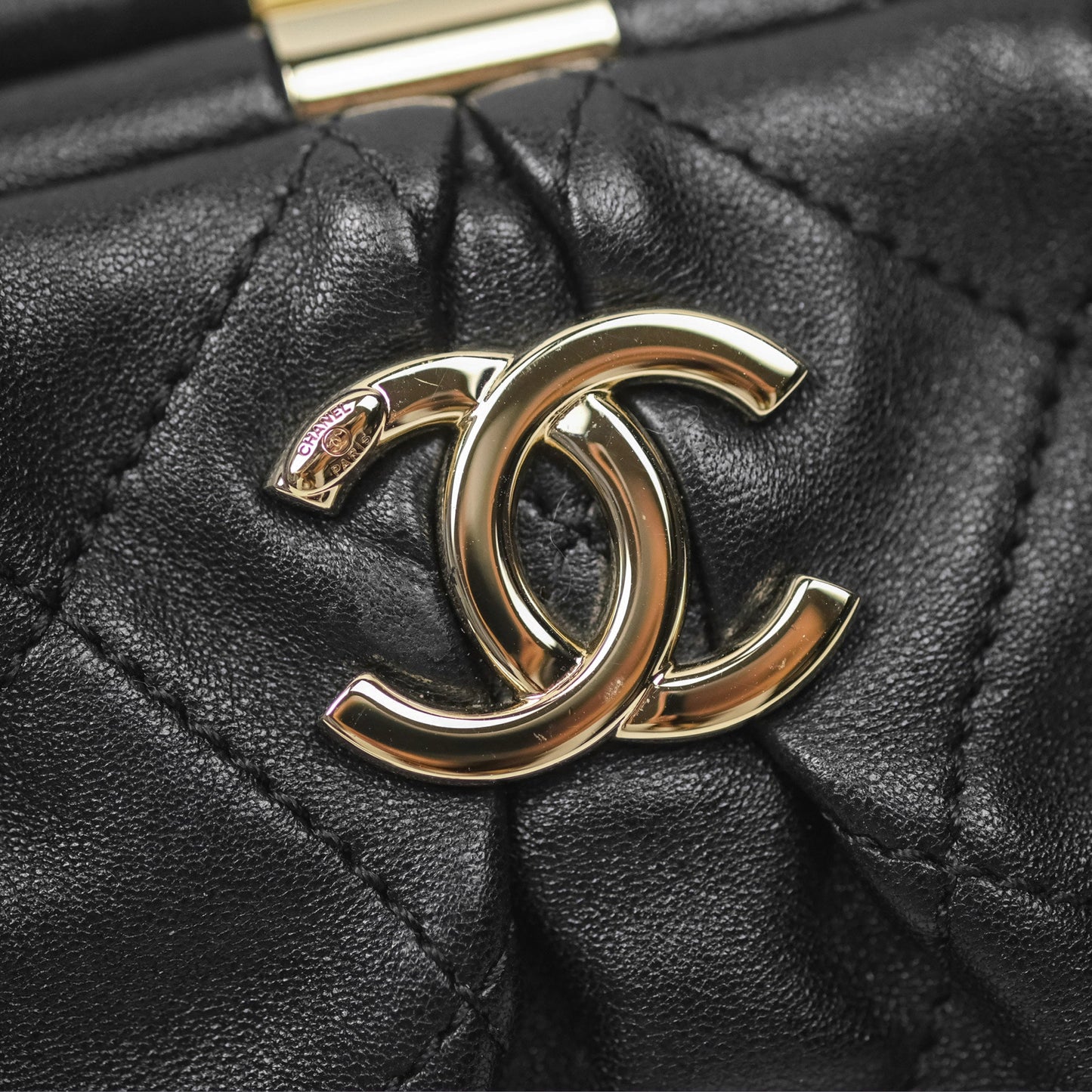 Chanel Quilted Clutch with Chain Black Lambskin Gold Hardware