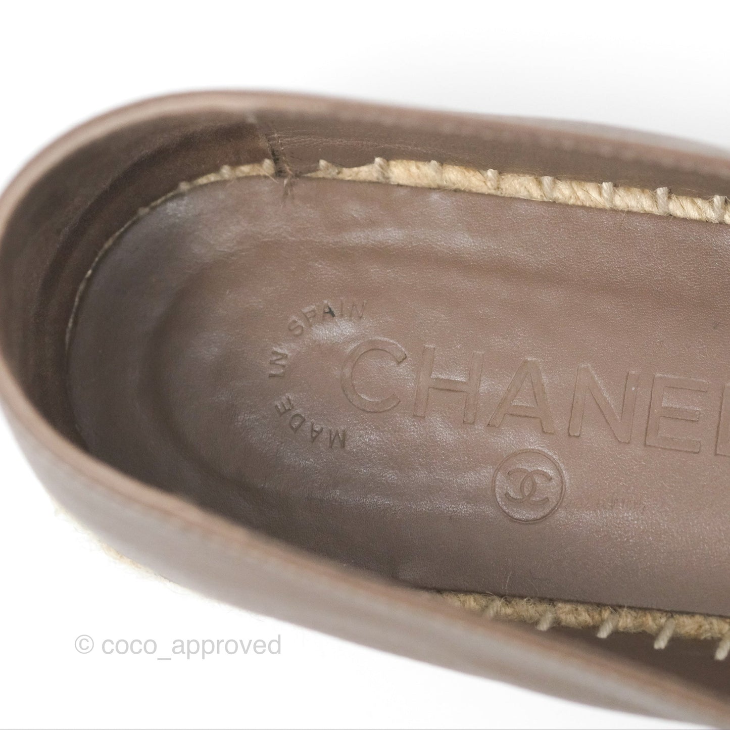 Chanel Espadrille Brown Leather Size 40