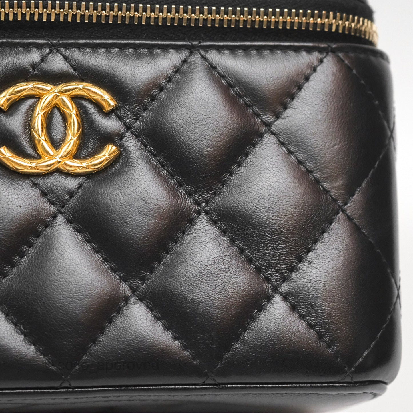 Chanel All Slide Vanity with Adjustable Chain Black Lambskin Aged Gold Hardware