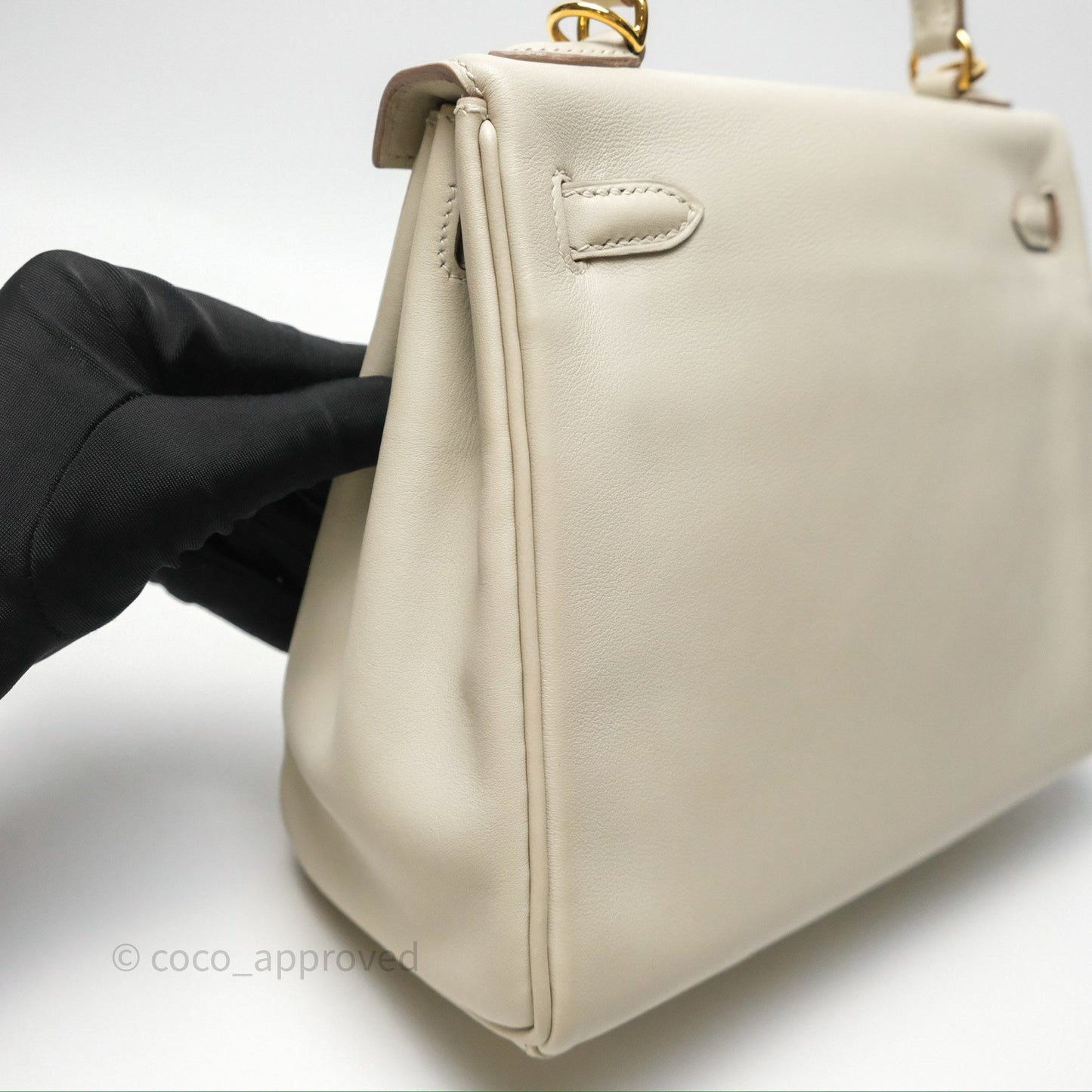 Hermès Retourne Swift Kelly 25 Gris Perle 80 Gold Hardware
