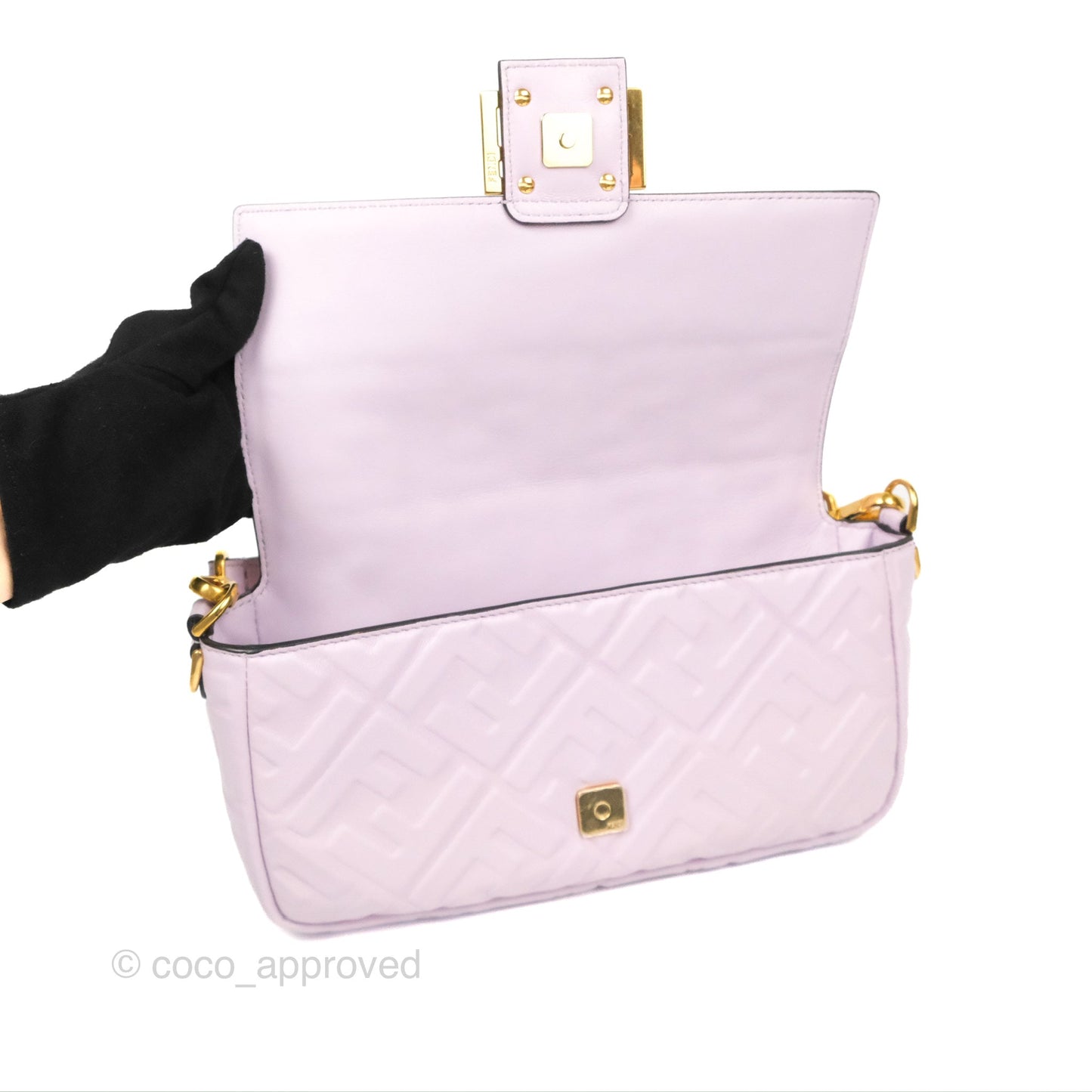 Fendi Medium Baguette Bag Lilac Calfskin Gold Hardware