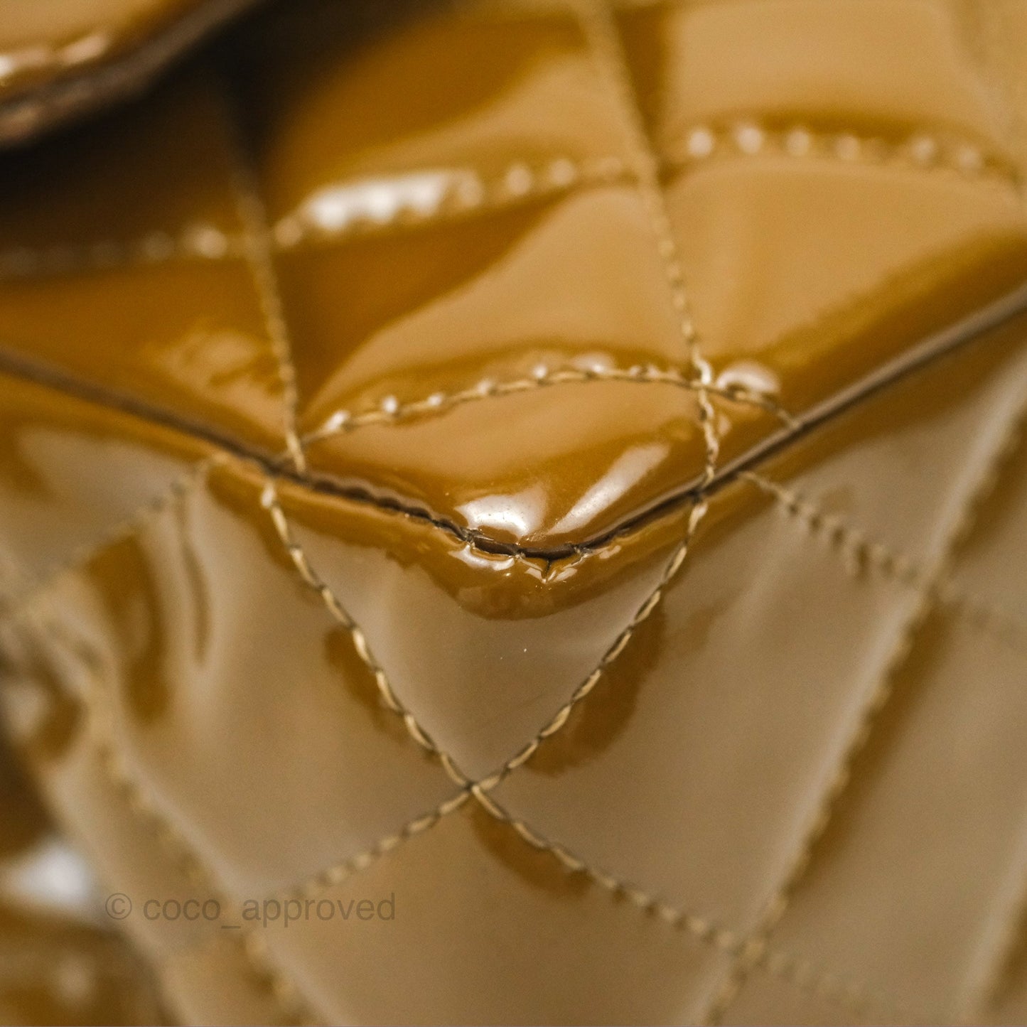 Chanel Classic M/L Medium Flap Quilted Brown Patent Silver Hardware