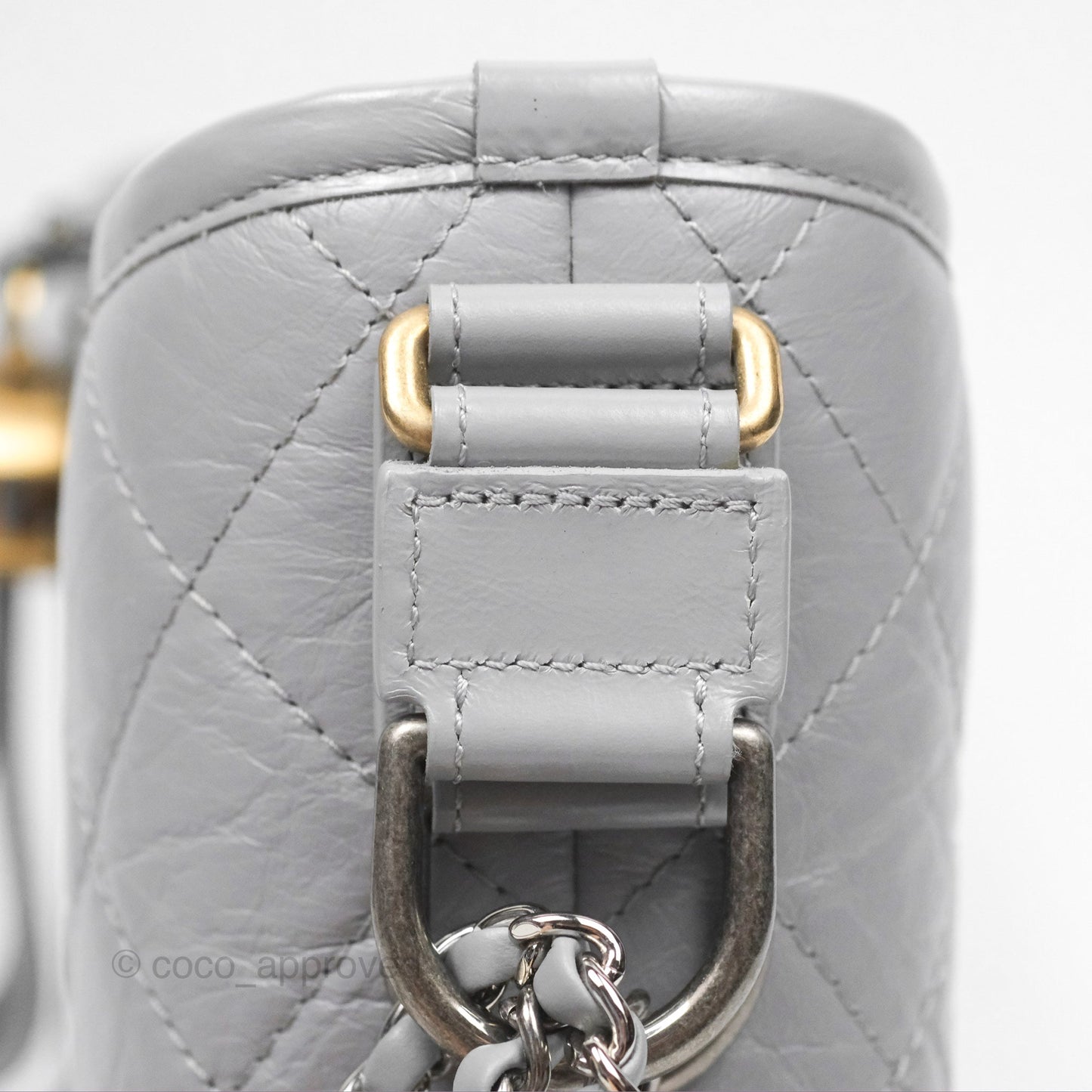 Chanel Small Gabrielle Hobo Quilted Grey Aged Calfskin