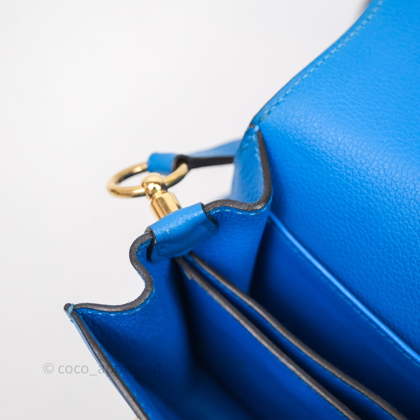 Hermès Roulis Mini 18 Bleu Zanzibar B3 Evercolor Gold Hardware