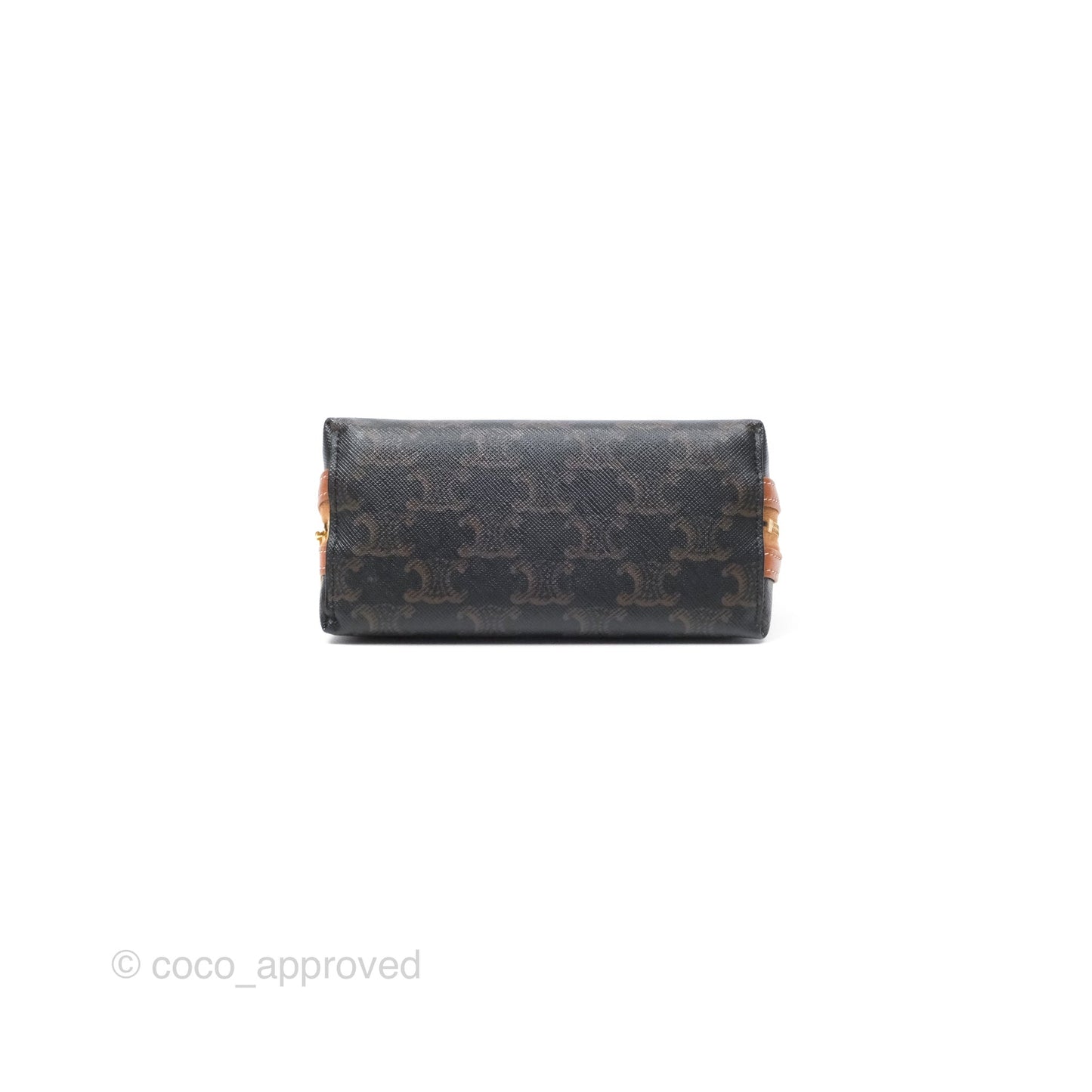Celine Clutch With Chain Triomphe Canvas Lambskin Tan
