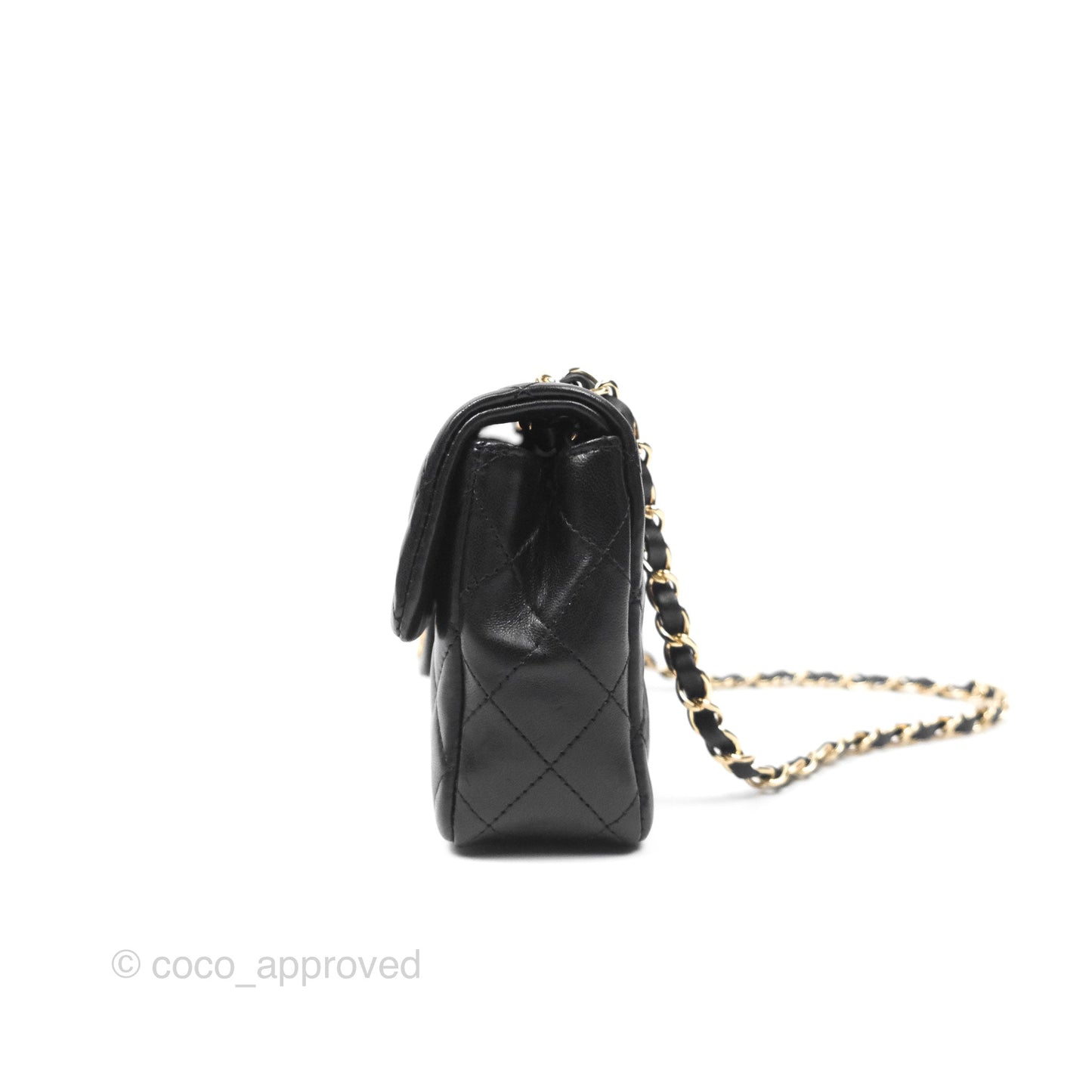 Chanel Quilted East West Flap Bag Black Lambskin Gold Hardware