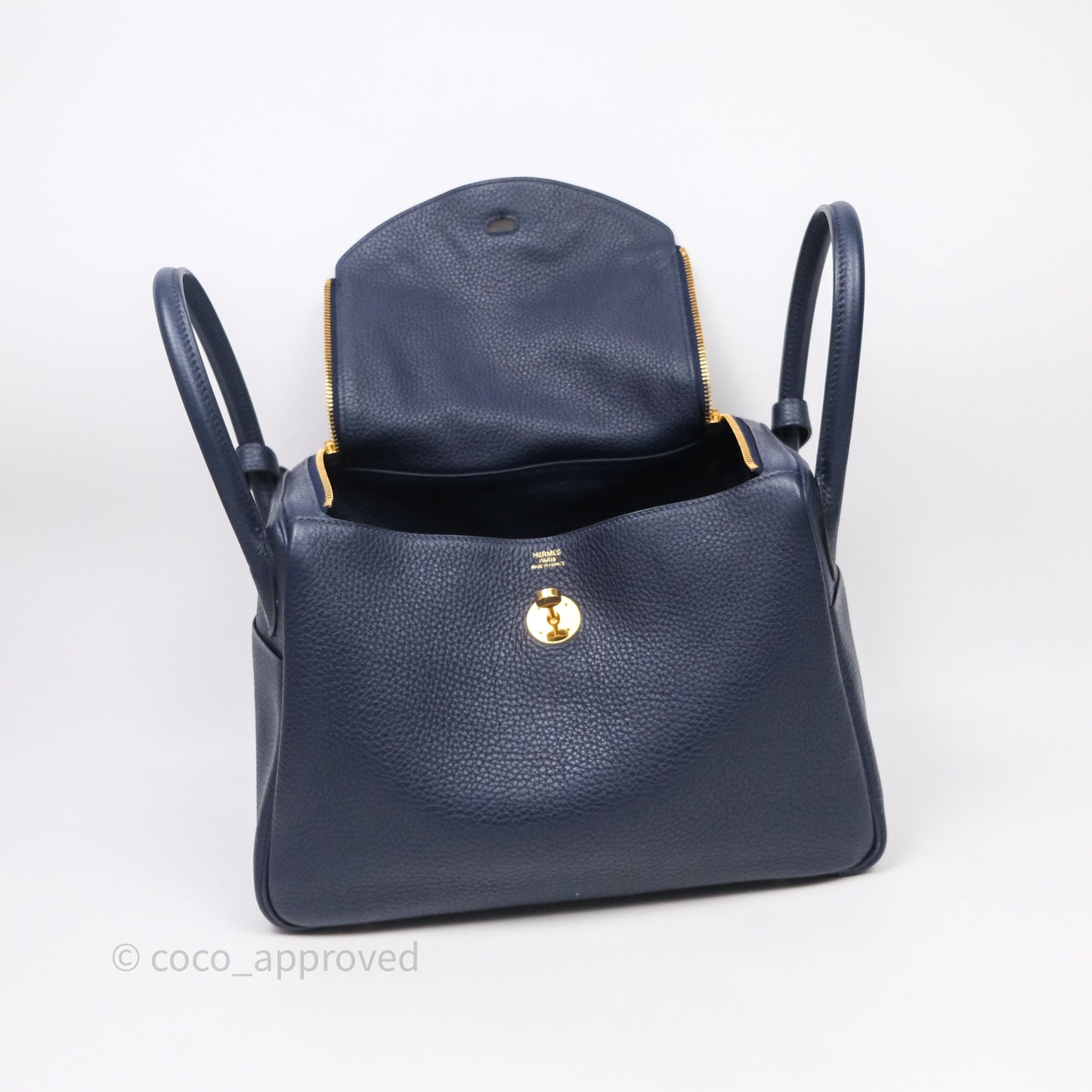 Hermès Lindy 30 Bleu Nuit 2Z Clemence Gold Hardware