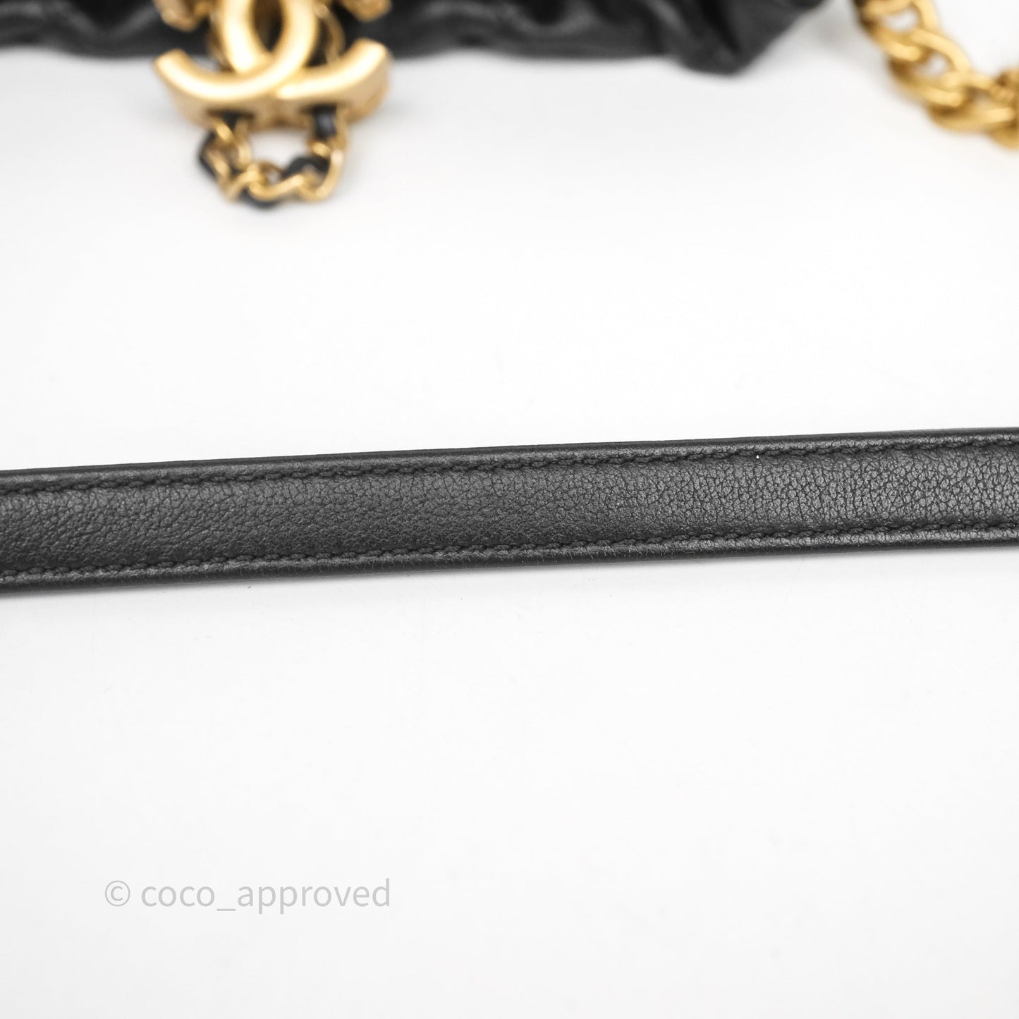 Chanel Quilted Pearl Mini About Pearls Drawstring Bucket Bag Black Calfskin