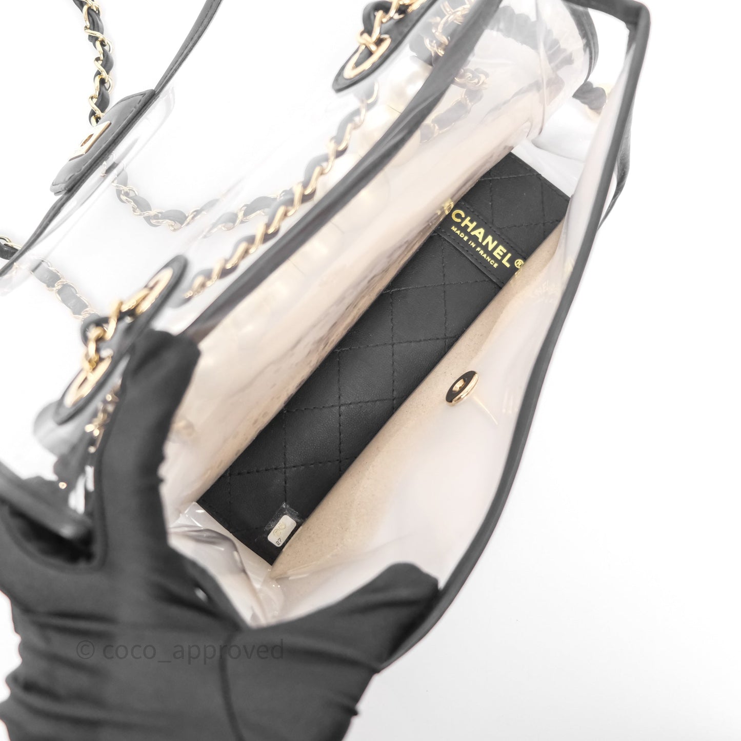 Chanel Medium Sand By The Sea PVC Flap Black Lambskin Gold Hardware
