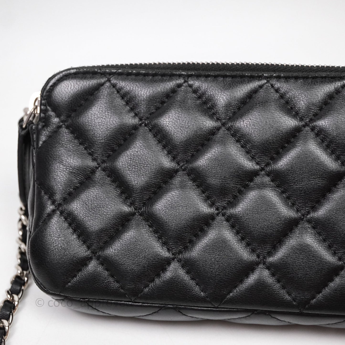 Chanel Clutch with Chain Black Lambskin Silver Hardware