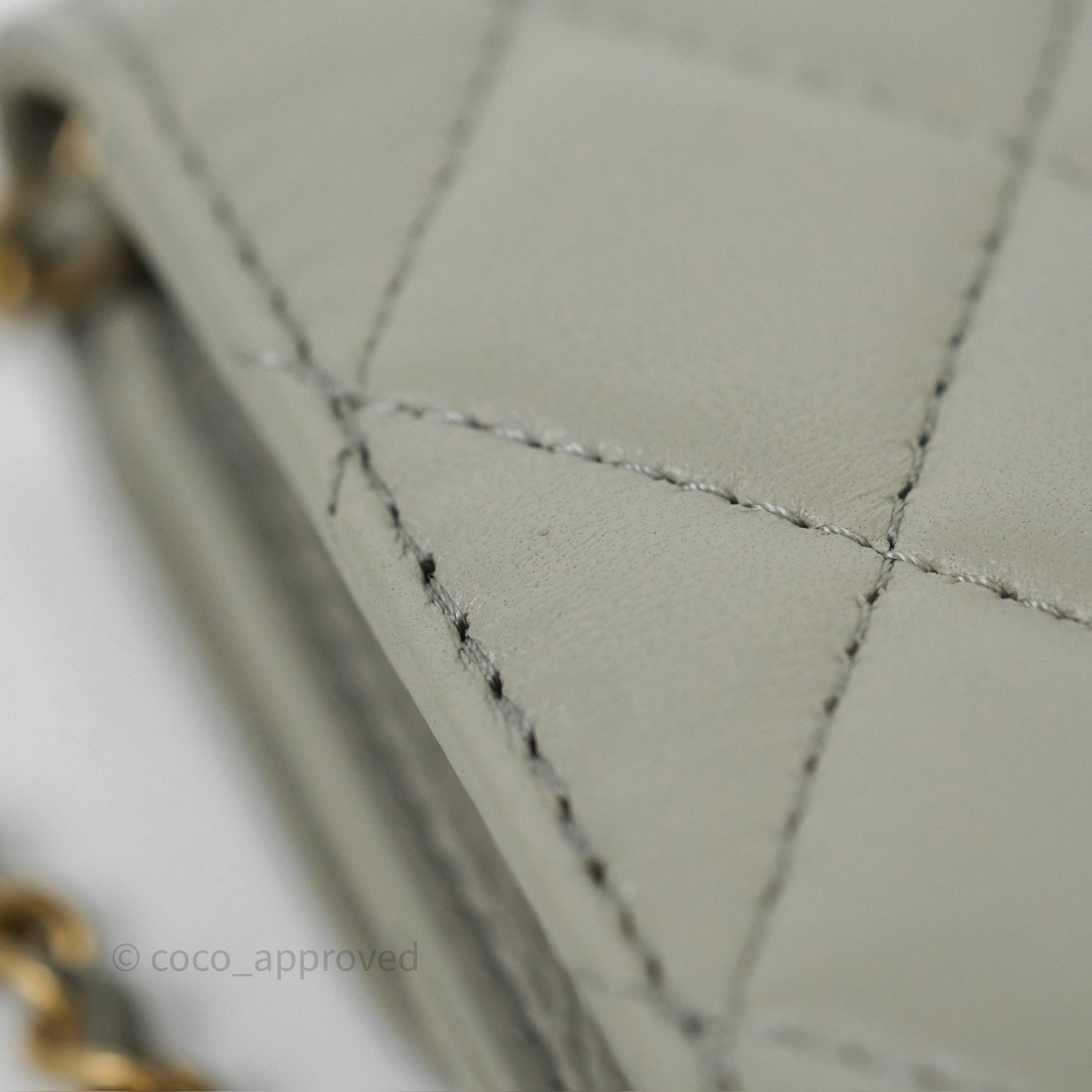 Chanel Pearl Crush Mini Clutch Belt Bag Grey Lambskin Aged Gold Hardware