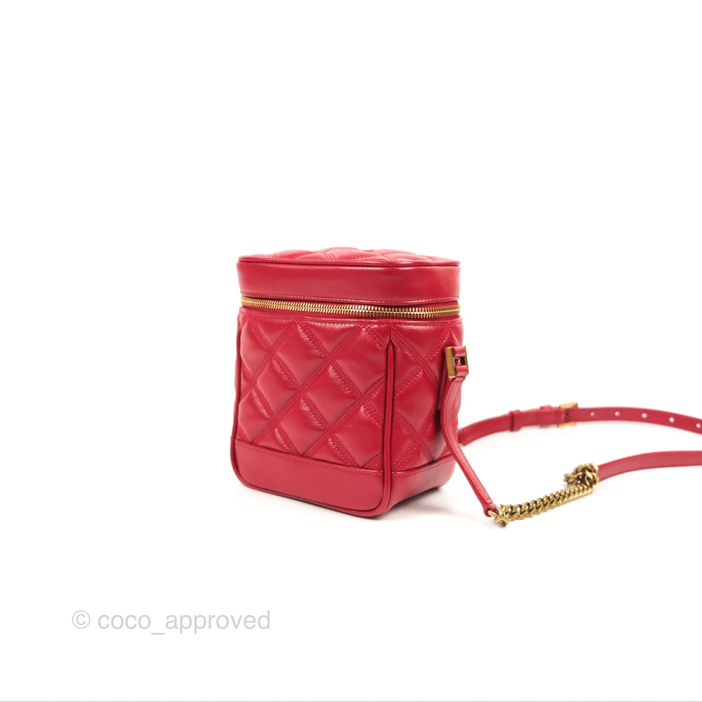 Saint Laurent 80's Vanity Bag Quilted Red Grained Calfskin