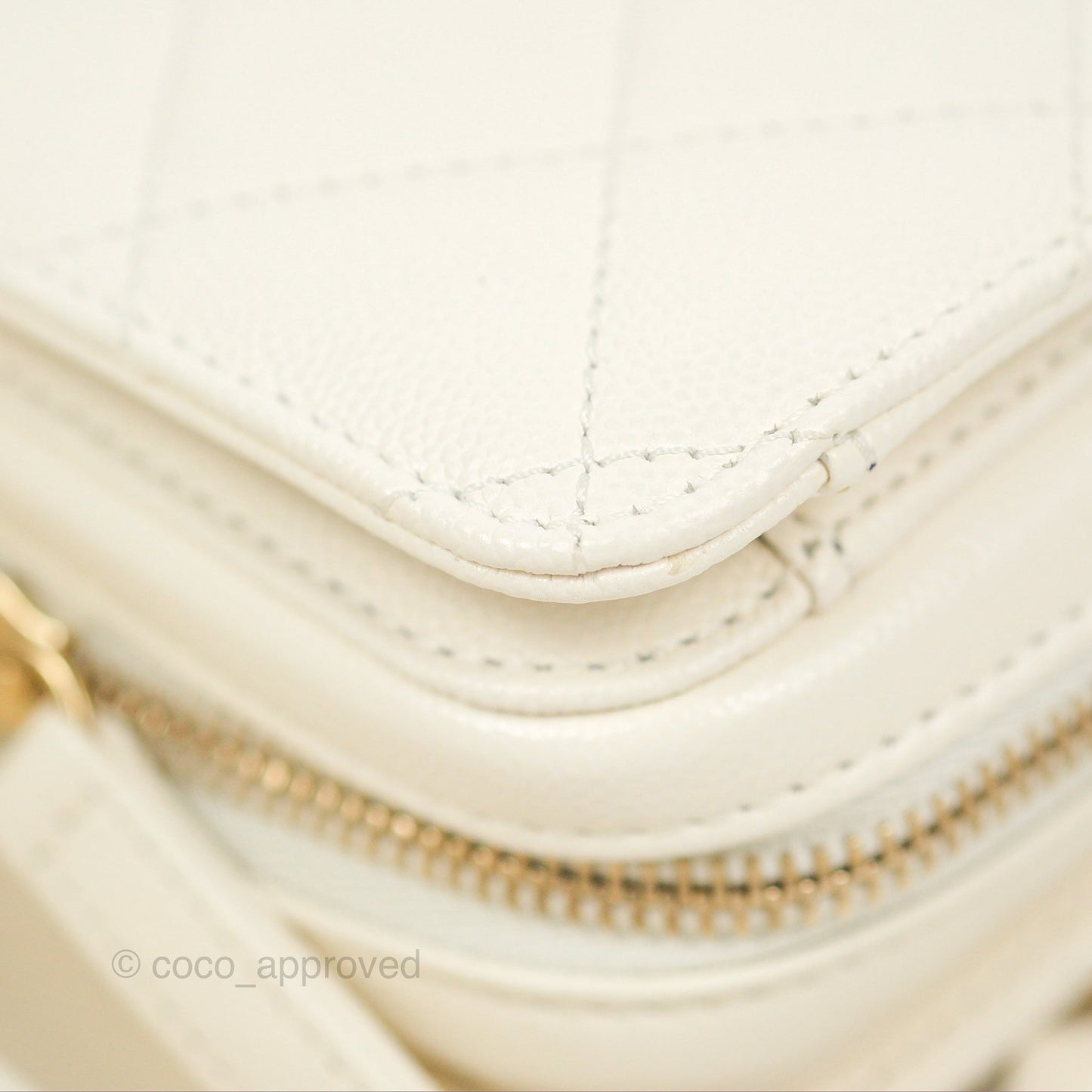 Chanel Quilted Small Like The Wallet Flap Ivory White Caviar Light Gold Hardware 22C