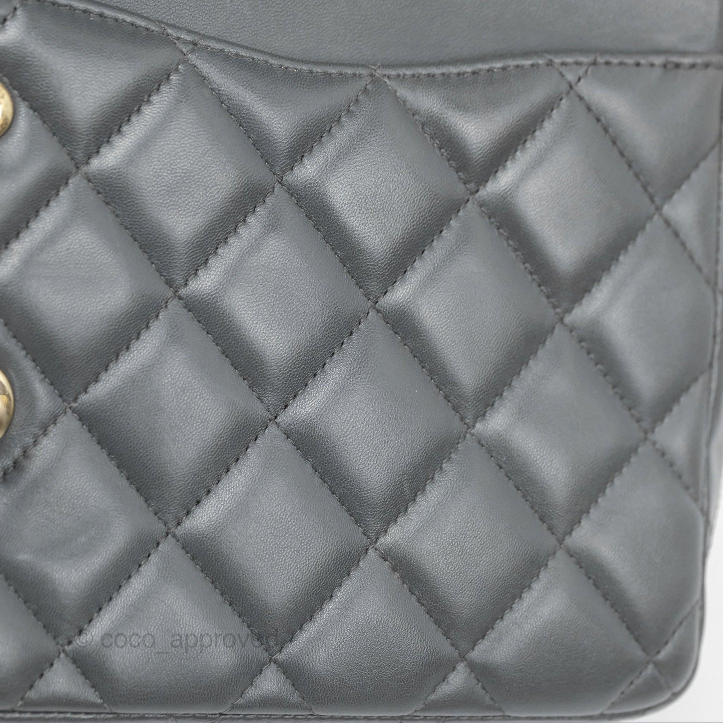 Chanel Jumbo Double Flap Dark Grey Lambskin Brushed Gold Hardware⁣⁣