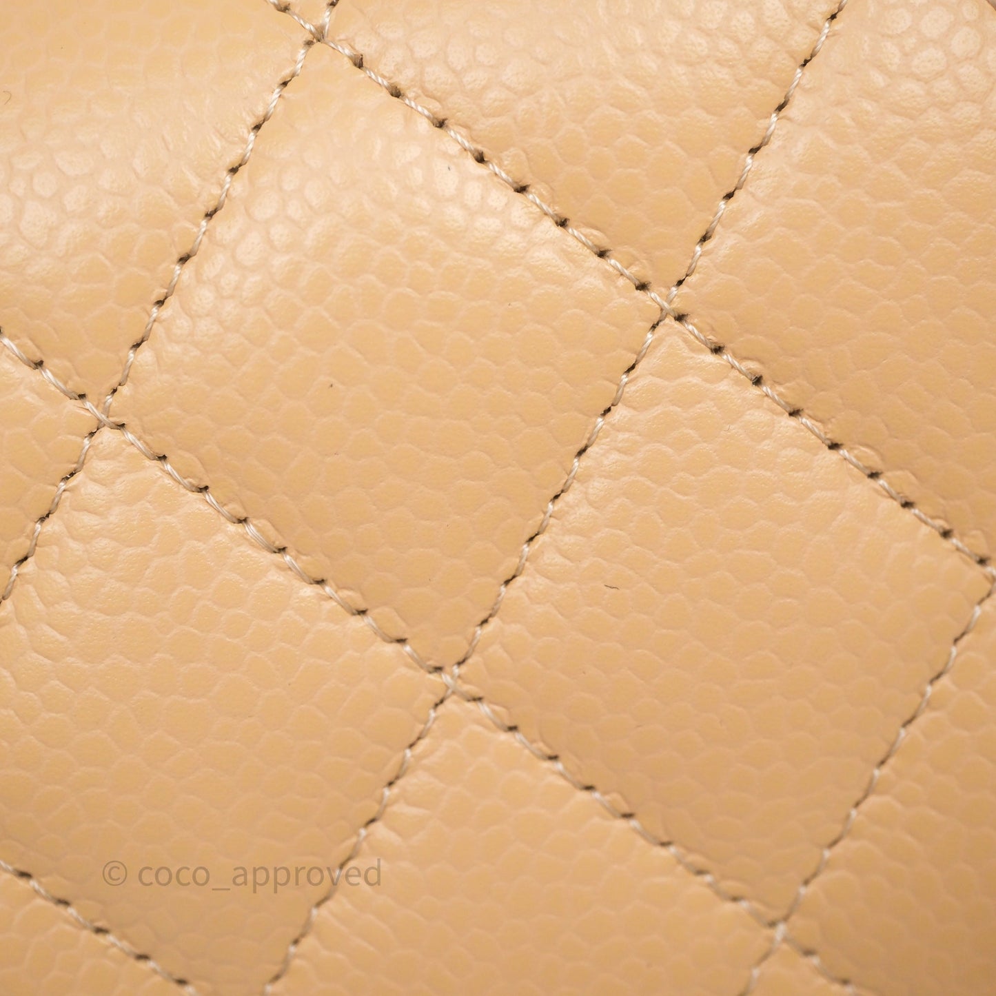Chanel Classic M/L Medium Flap Quilted Beige Caviar Gold Hardware
