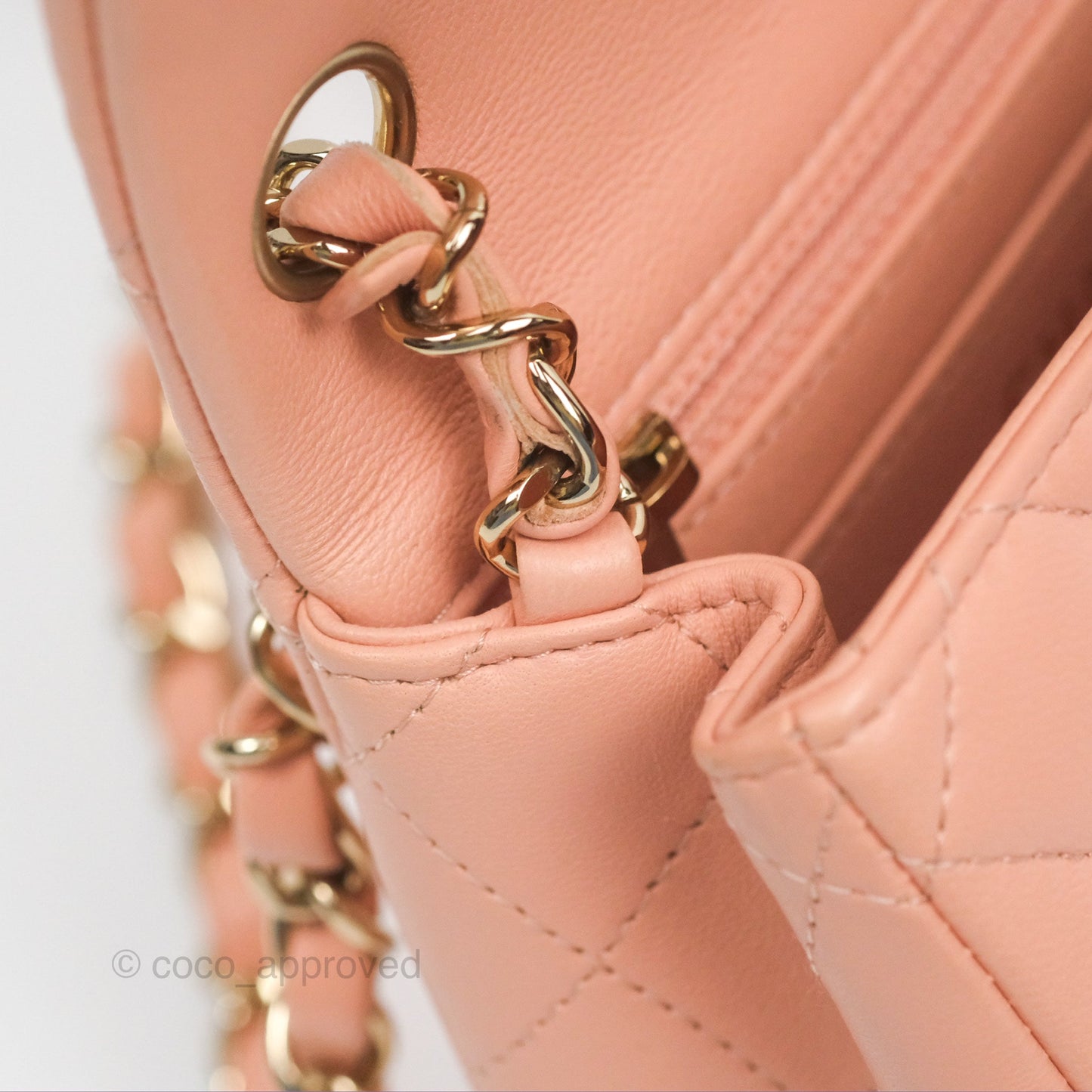 Chanel Quilted Mini Square Lambskin Light Beige Pink Gold Hardware