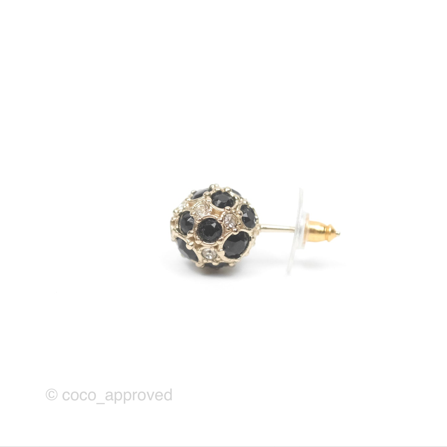 Chanel Crystal Black Resin Ball Earrings 19P