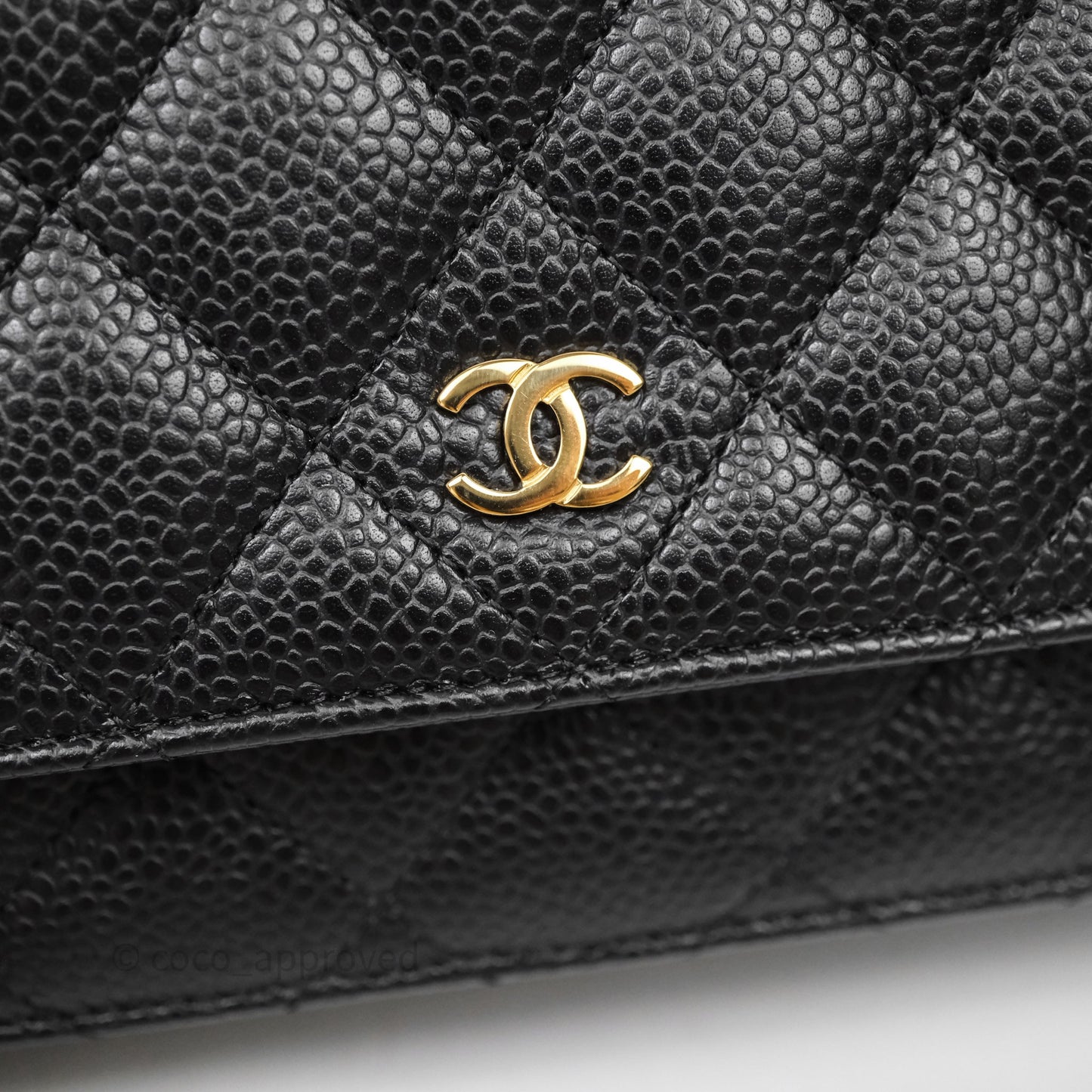 Chanel Classic Wallet On Chain WOC Quilted Black Caviar Gold Hardware