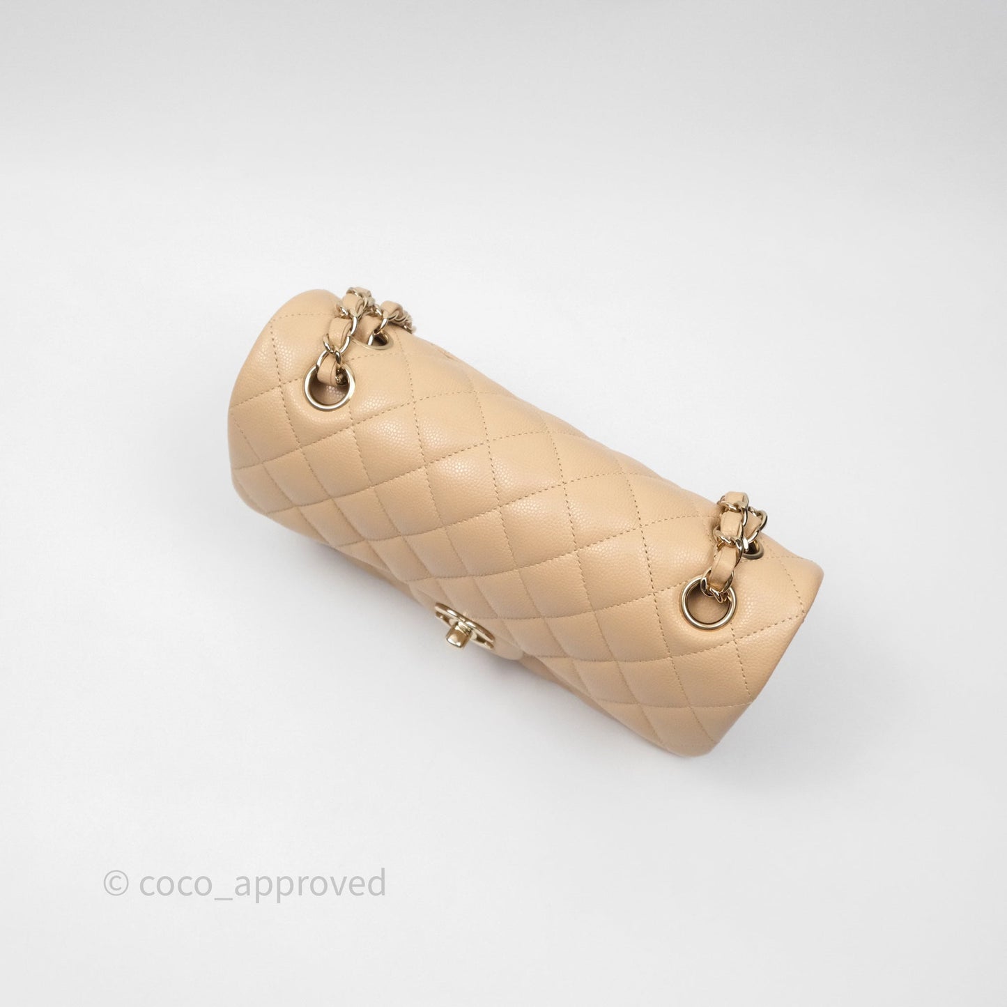 Chanel Classic Small S/M Quilted Flap Beige Caviar Gold Hardware