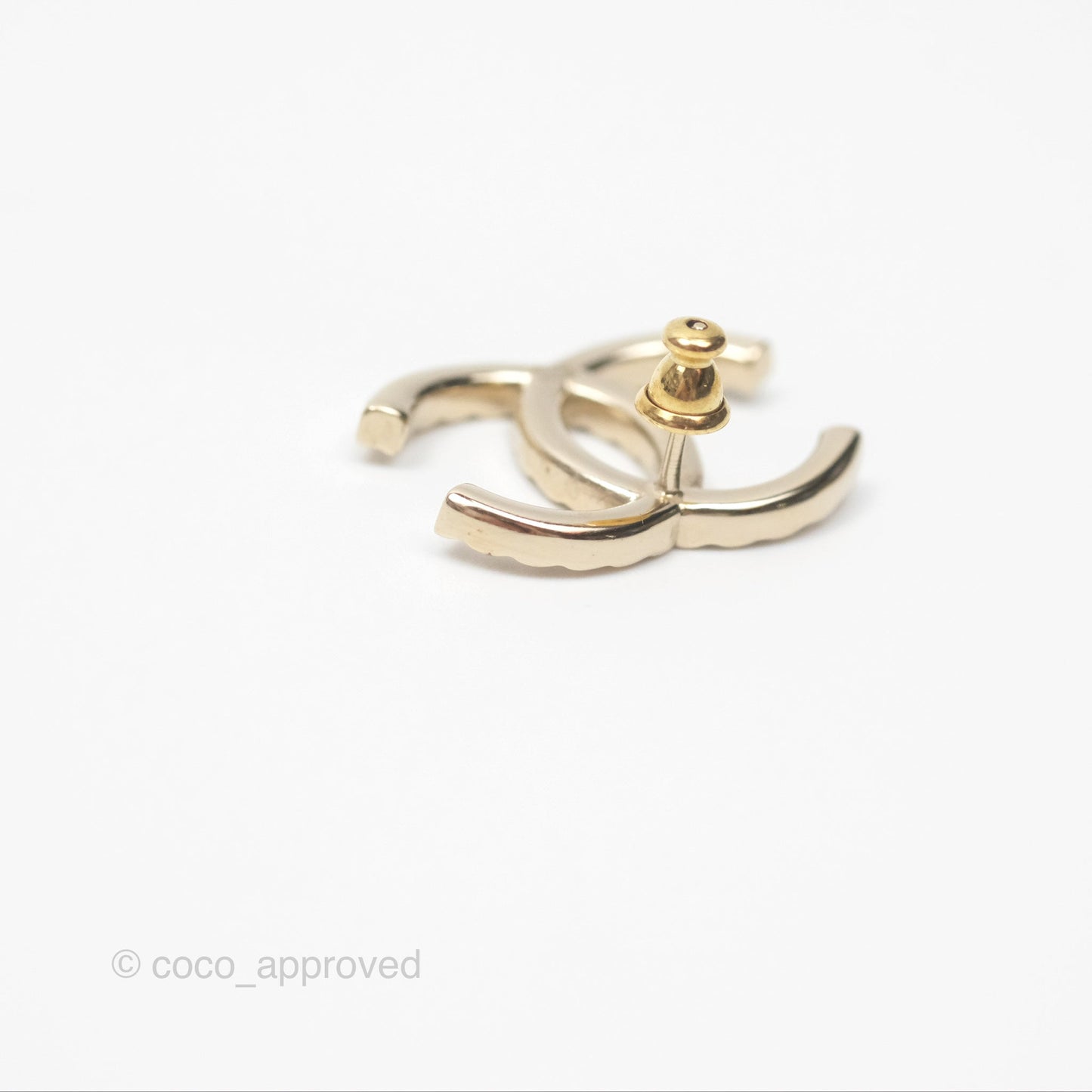 Chanel Crystal CC Earrings Gold Tone 20A