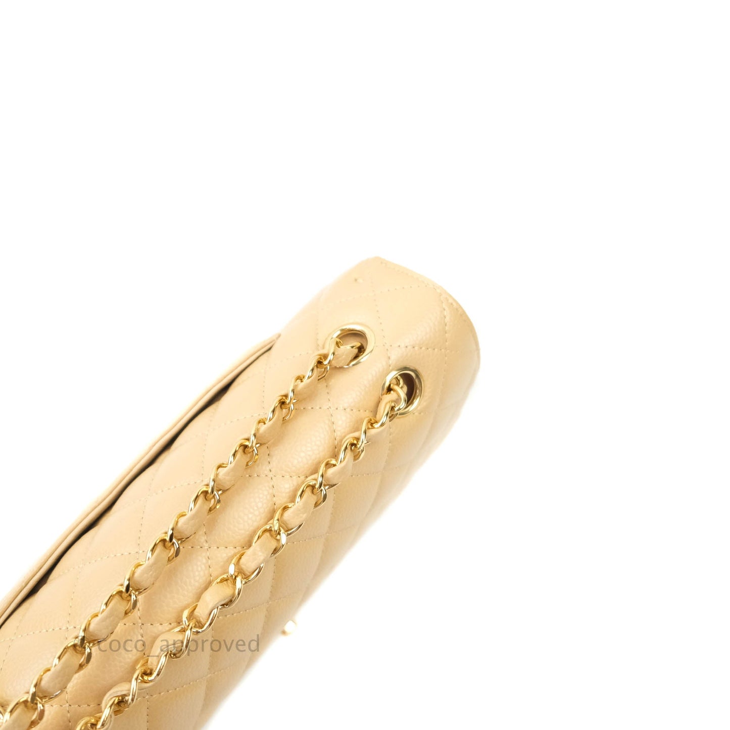Chanel Classic M/L Medium Double Flap Beige Caviar Gold Hardware