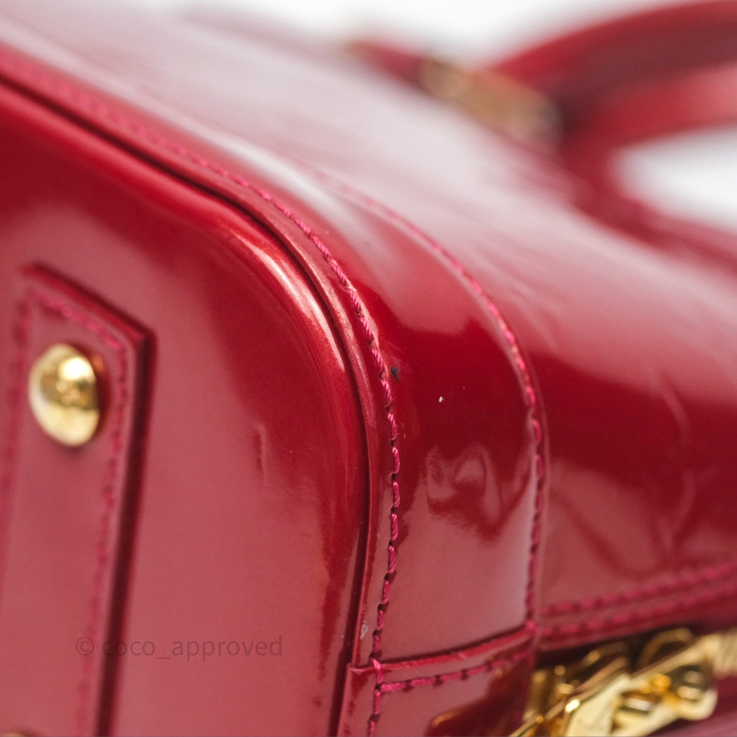 Louis Vuitton Alma BB Red Patent Gold Hardware