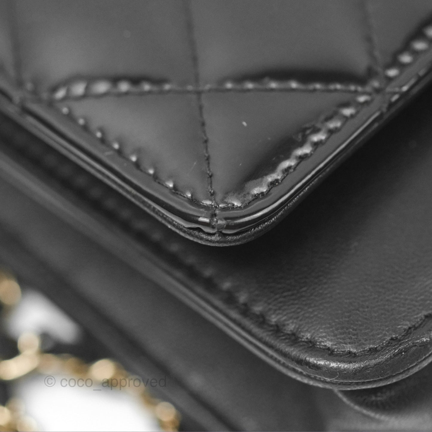 Chanel Wallet On Chain WOC Black Patent Lambskin Gold Hardware