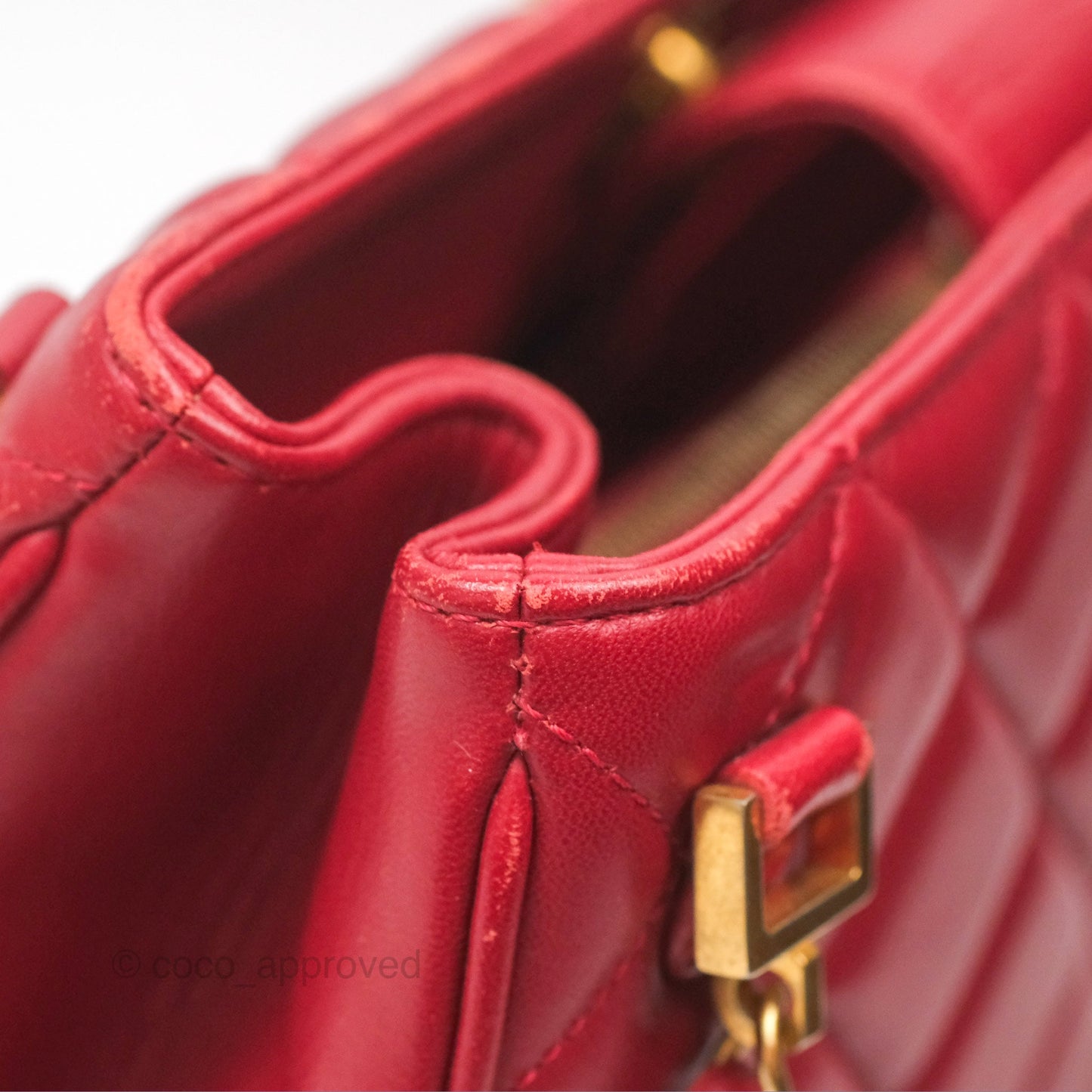 Chanel Tote Bag Red Lambskin Aged Gold Hardware