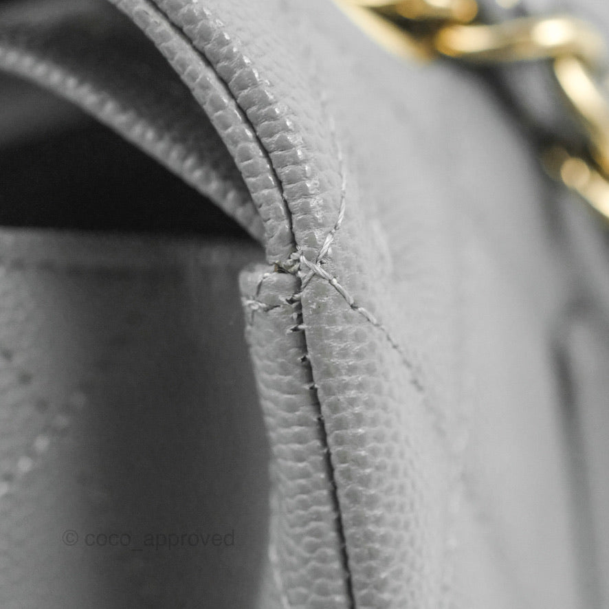 Chanel Classic M/L Medium Flap Quilted Grey Caviar Gold Hardware