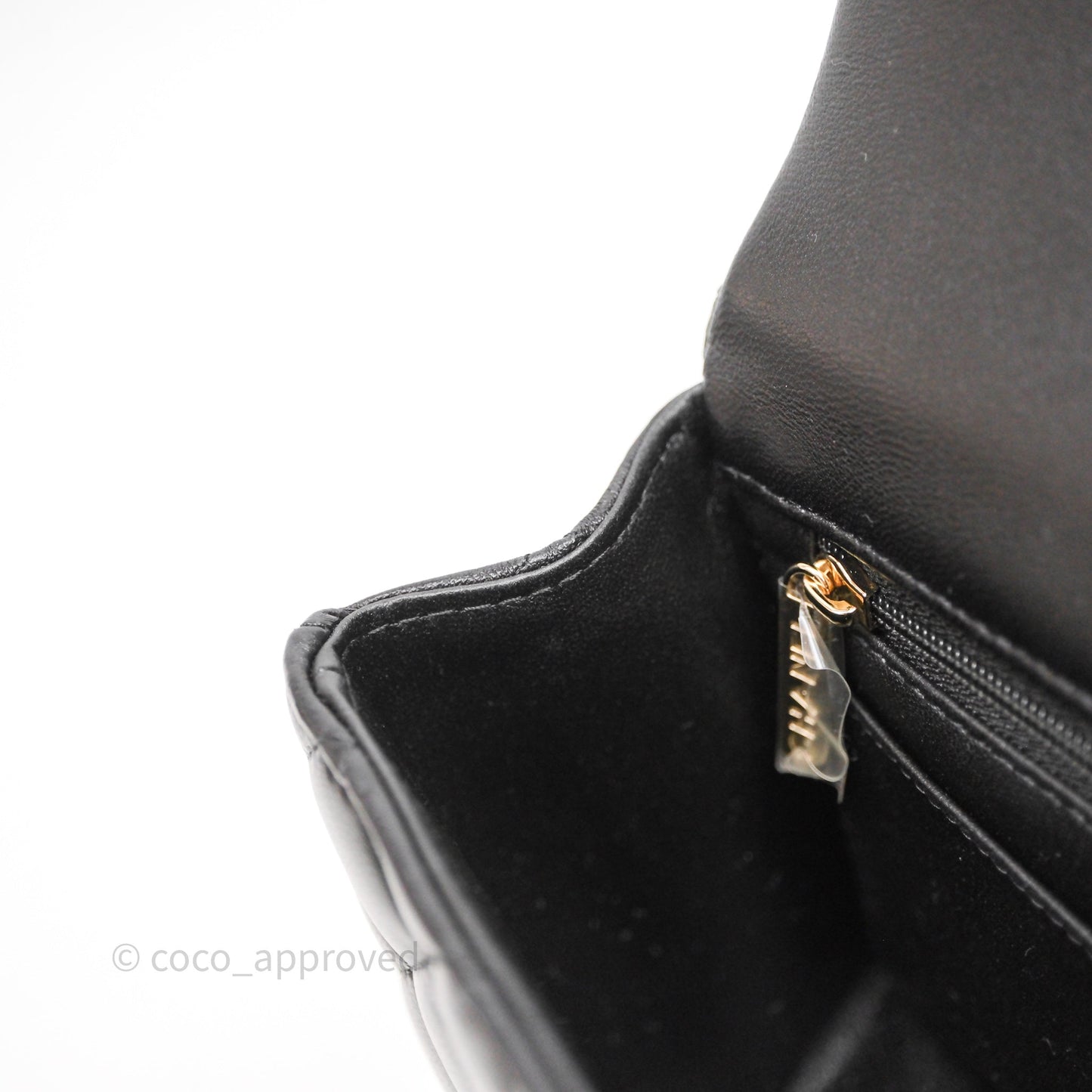 Chanel Top Handle Mini Rectangular Flap Black Lambskin Gold Hardware