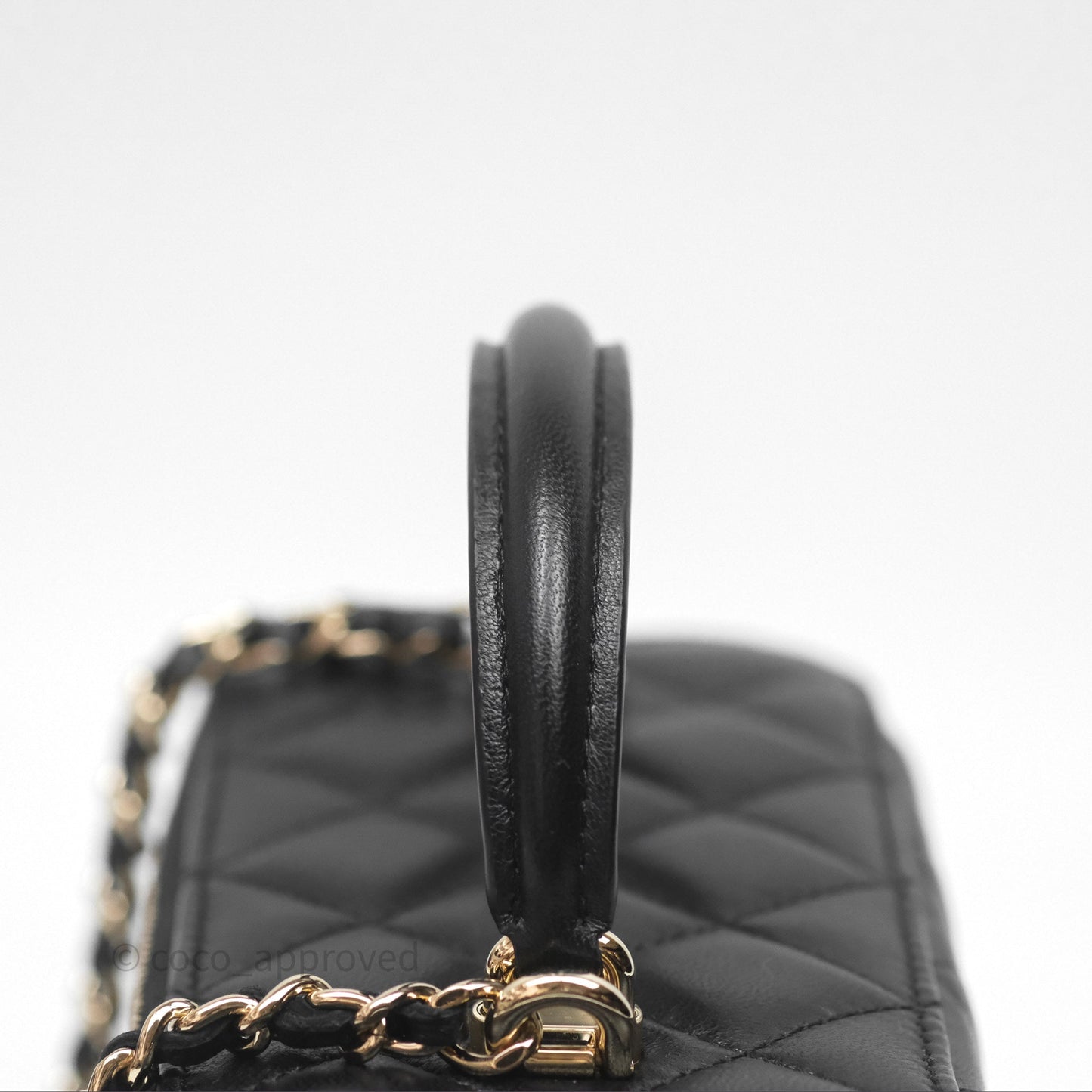 Chanel Classic Vanity Rectangular Top Handle With Chain Black Lambskin Gold Hardware