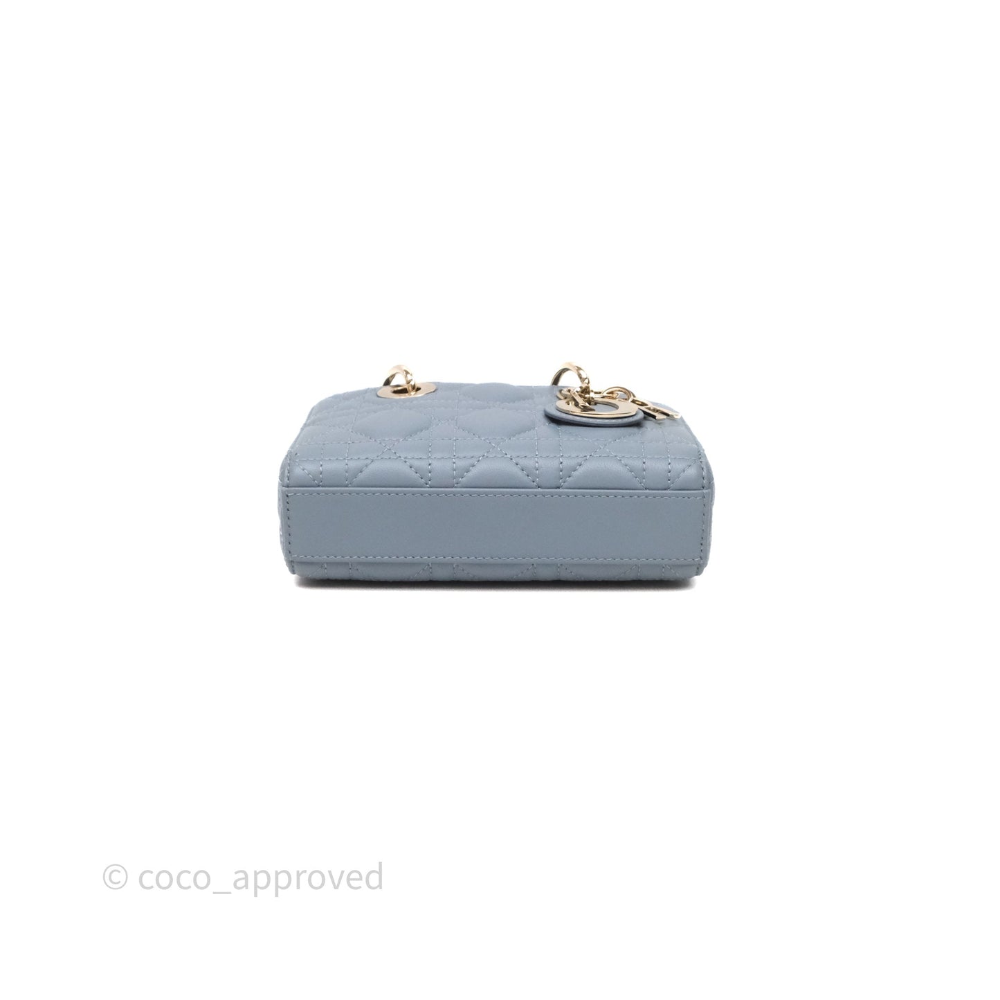 Christian Dior Micro Lady D-Joy Bag Blue Cannage Lambskin Light Gold Hardware