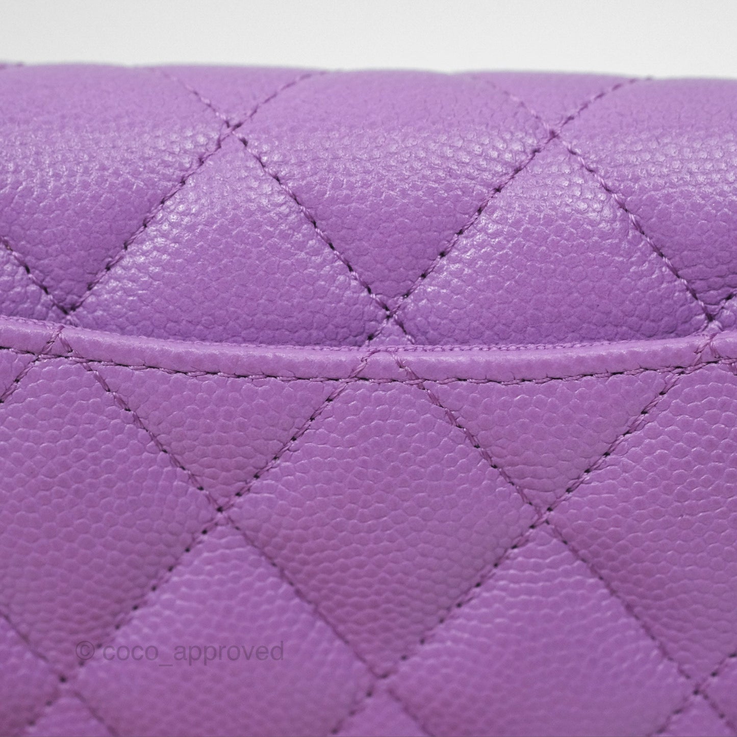 Chanel Classic Quilted Flap Card Holder Purple Caviar Gold Hardware