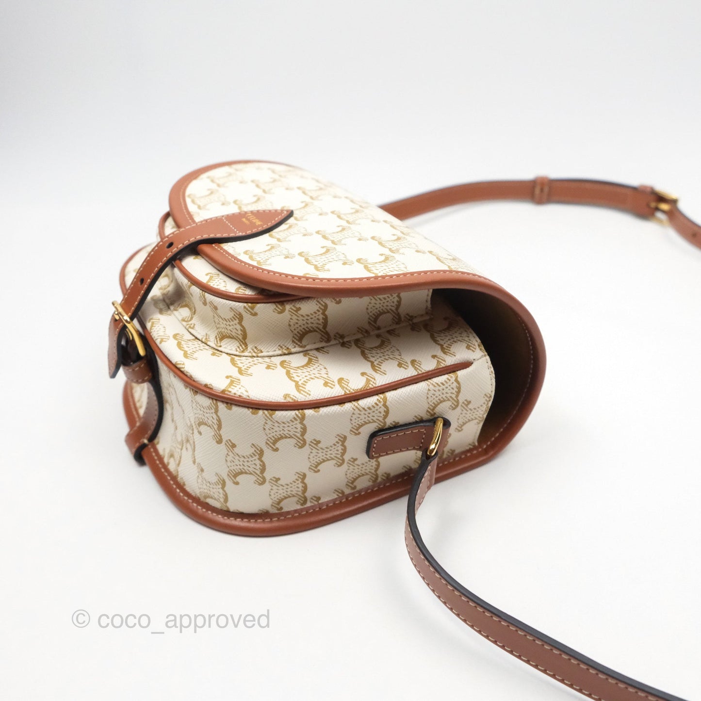 Celine Medium Folco Bag Triomphe Canvas White