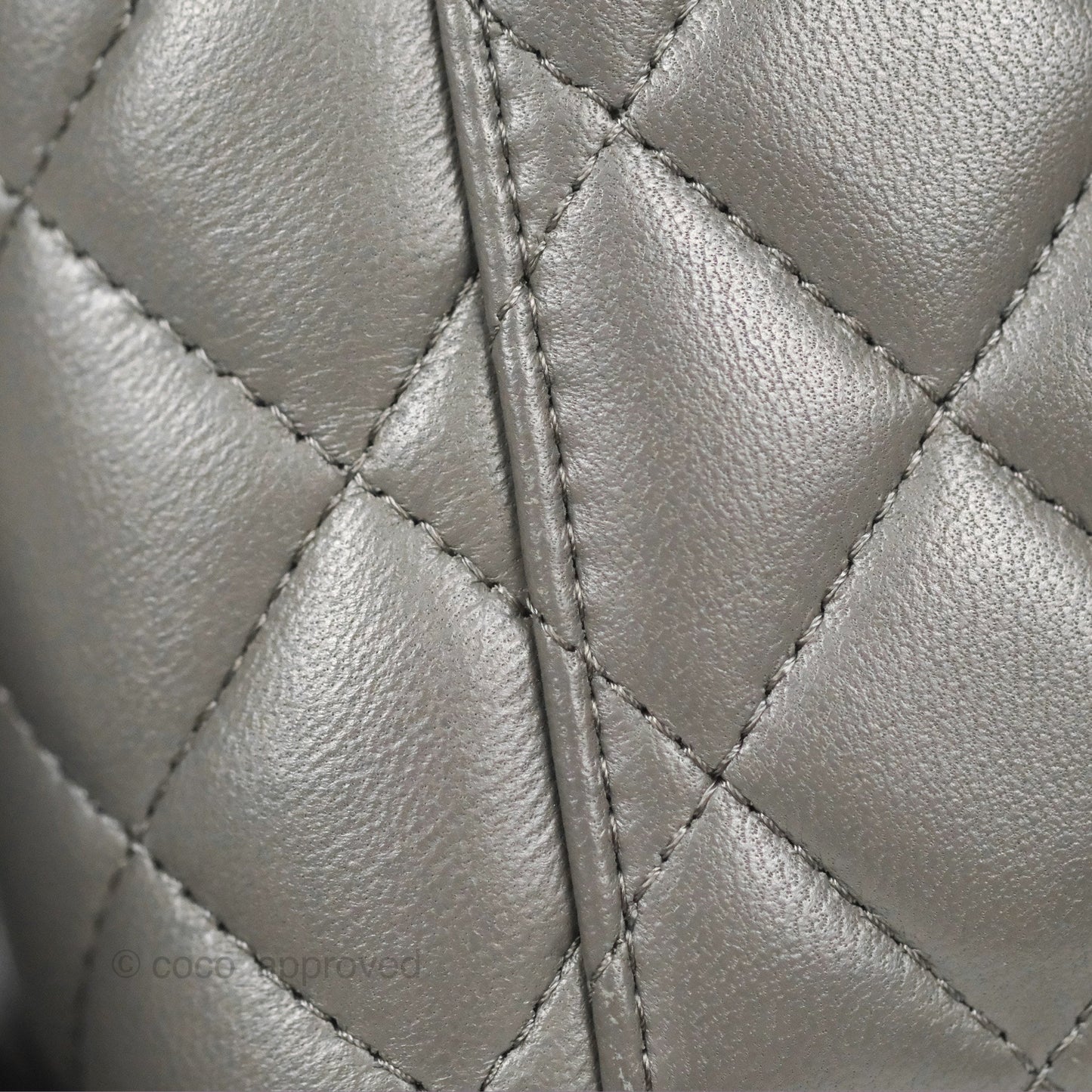 Chanel Vanity Rectangular Top Handle Dark Grey Lambskin Gold Hardware