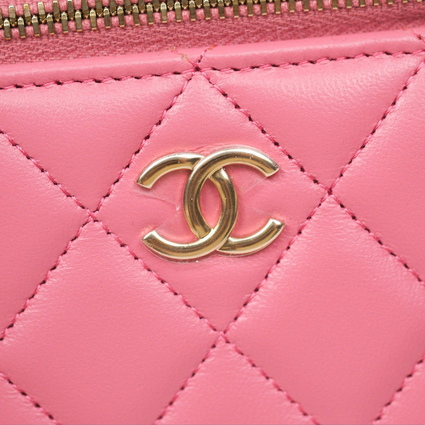 Chanel Vanity Rectangular Top Handle Pink Lambskin Gold Hardware