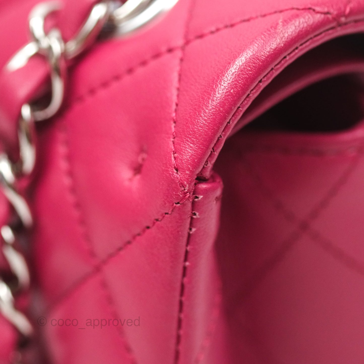 Chanel Classic M/L Medium Flap Quilted Dark Pink Lambskin Silver Hardware