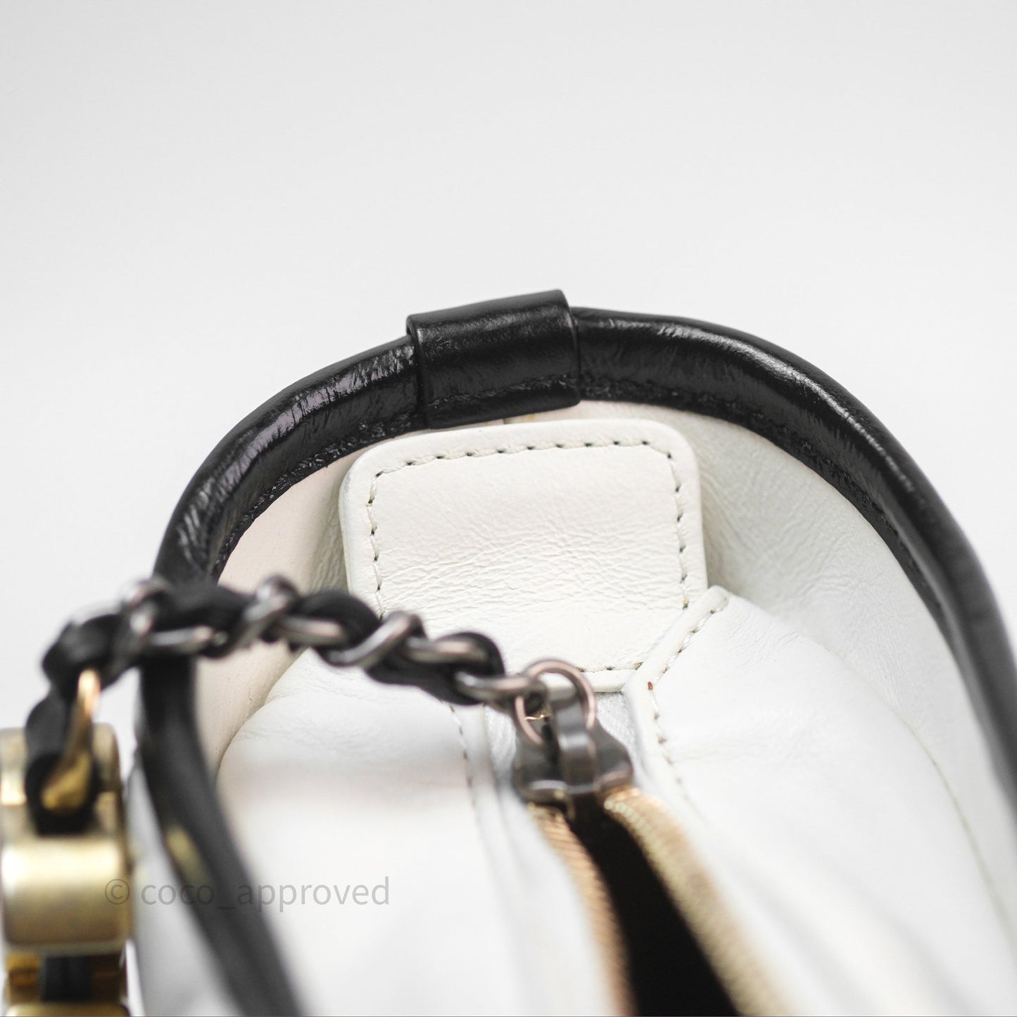 Chanel Small Gabrielle Hobo Quilted Black White Aged Calfskin