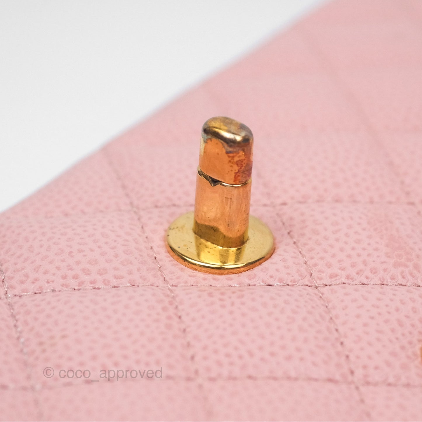 Chanel Vintage Classic M/L Medium Flap Quilted Sakura Pink Caviar 24K Gold Hardware