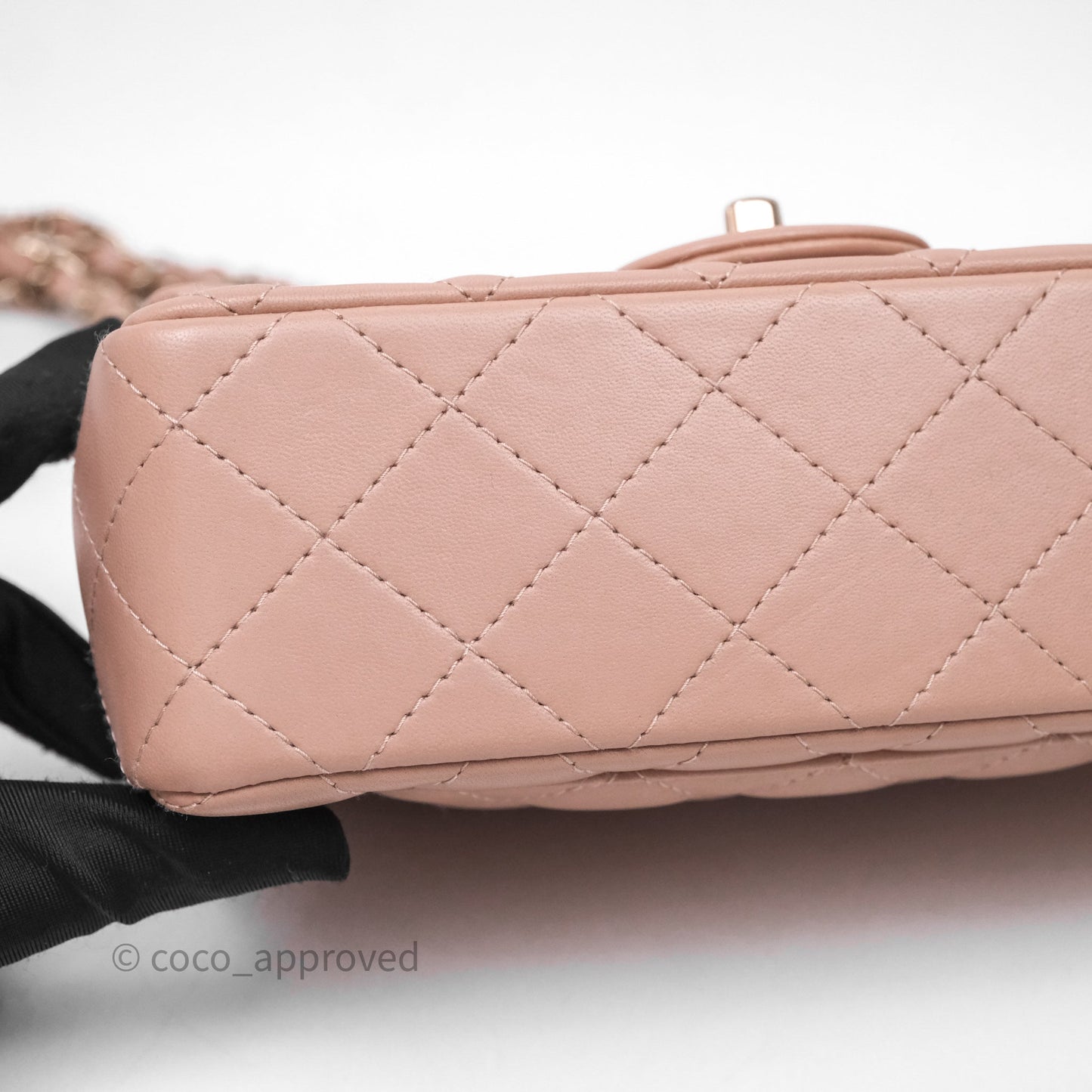 Chanel Mini Rectangular Quilted Beige Lambskin Gold Hardware