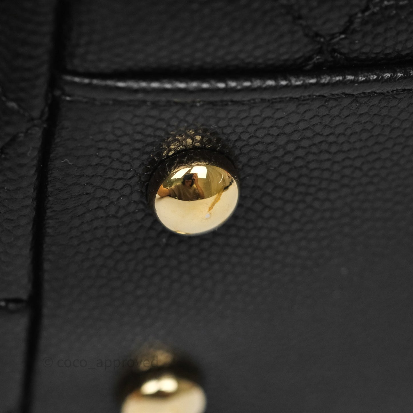 Chanel Small Coco Handle Quilted Black Caviar Gold Hardware Lizard Handle