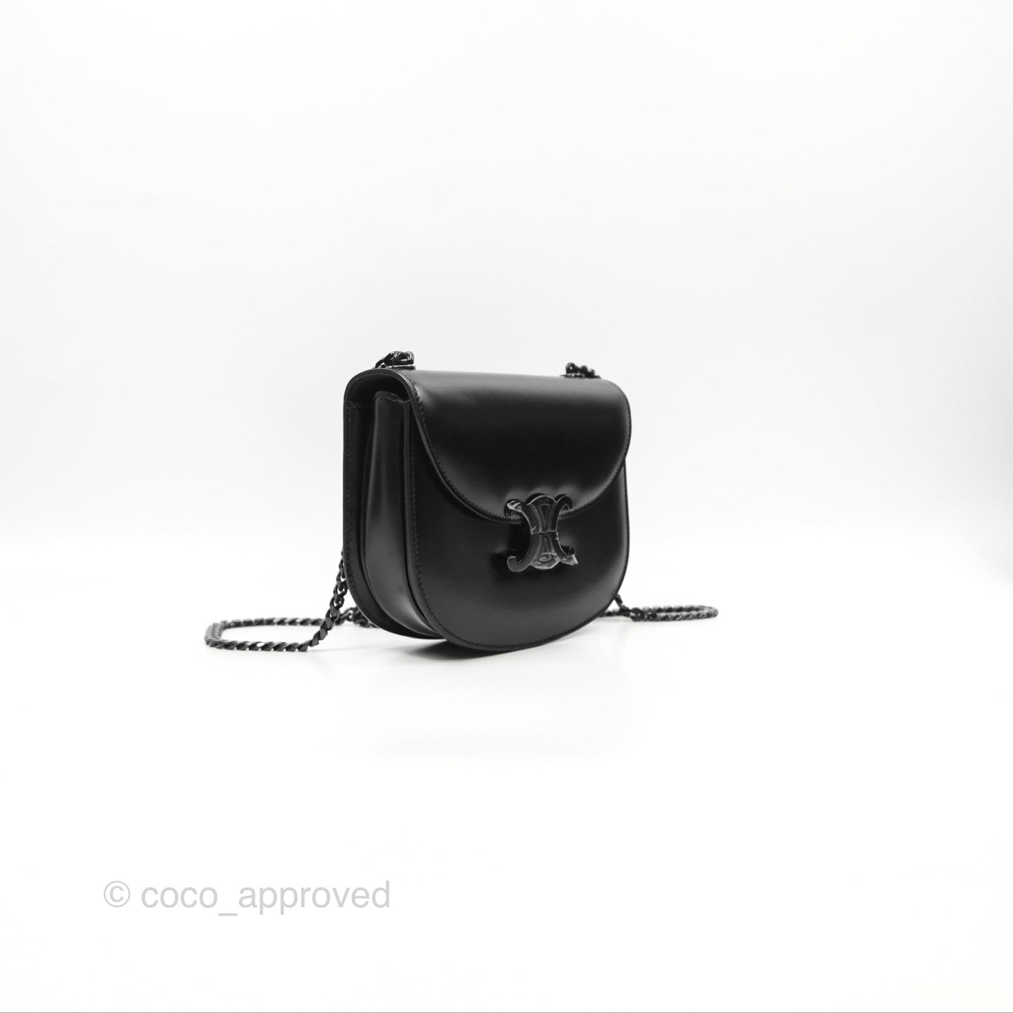 Celine Chain Besace Clea Shiny Calfskin So Black