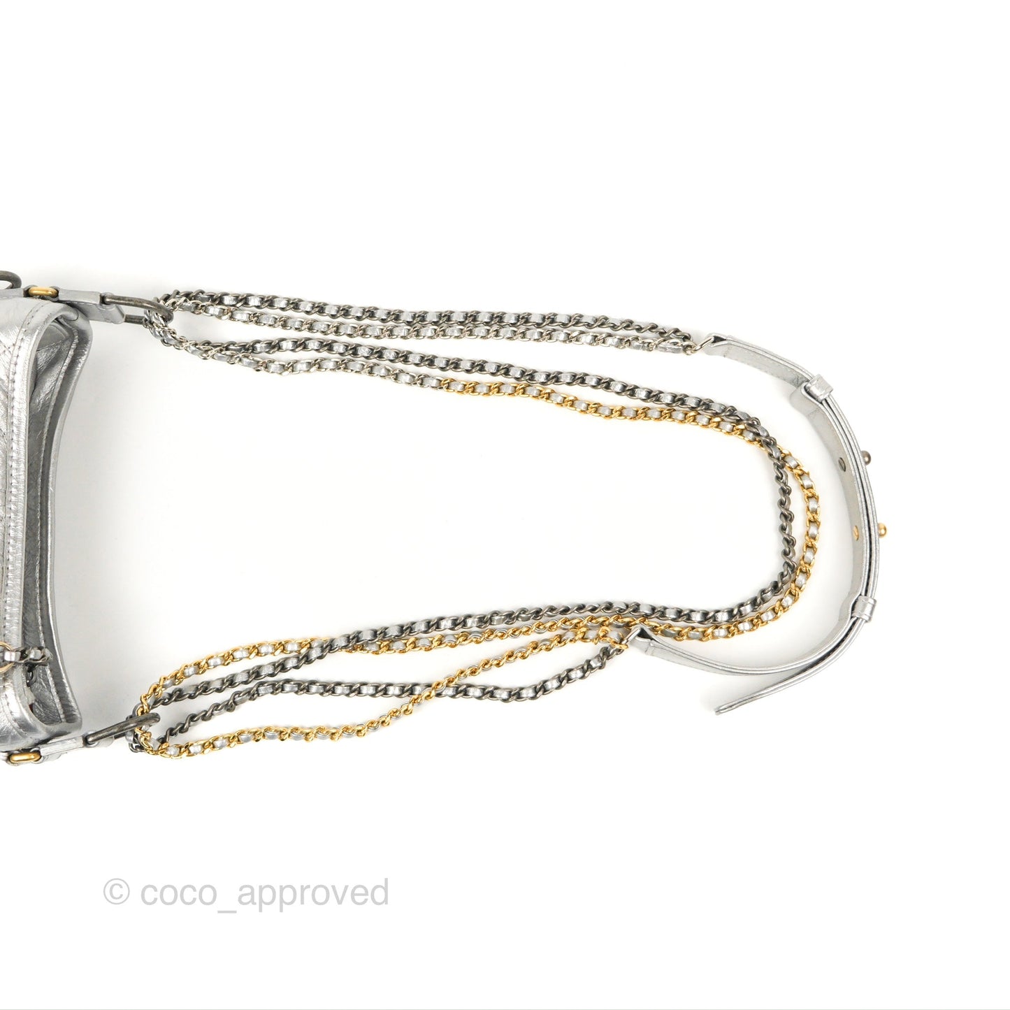 Chanel Quilted Small Gabrielle Hobo Metallic Silver Aged Calfskin Mixed Hardware