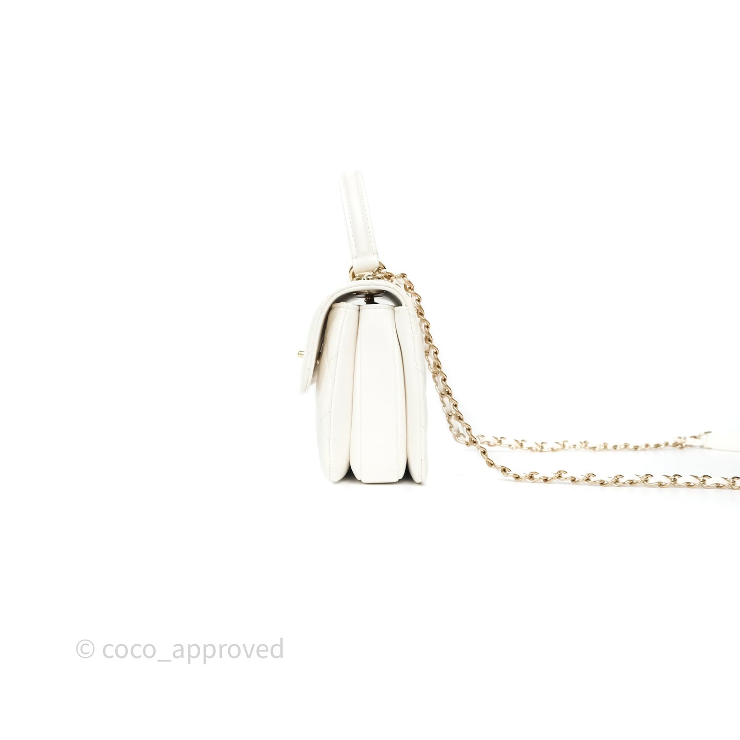 Chanel Mini Trendy CC Handle Bag Lacquered Logo White Lambskin