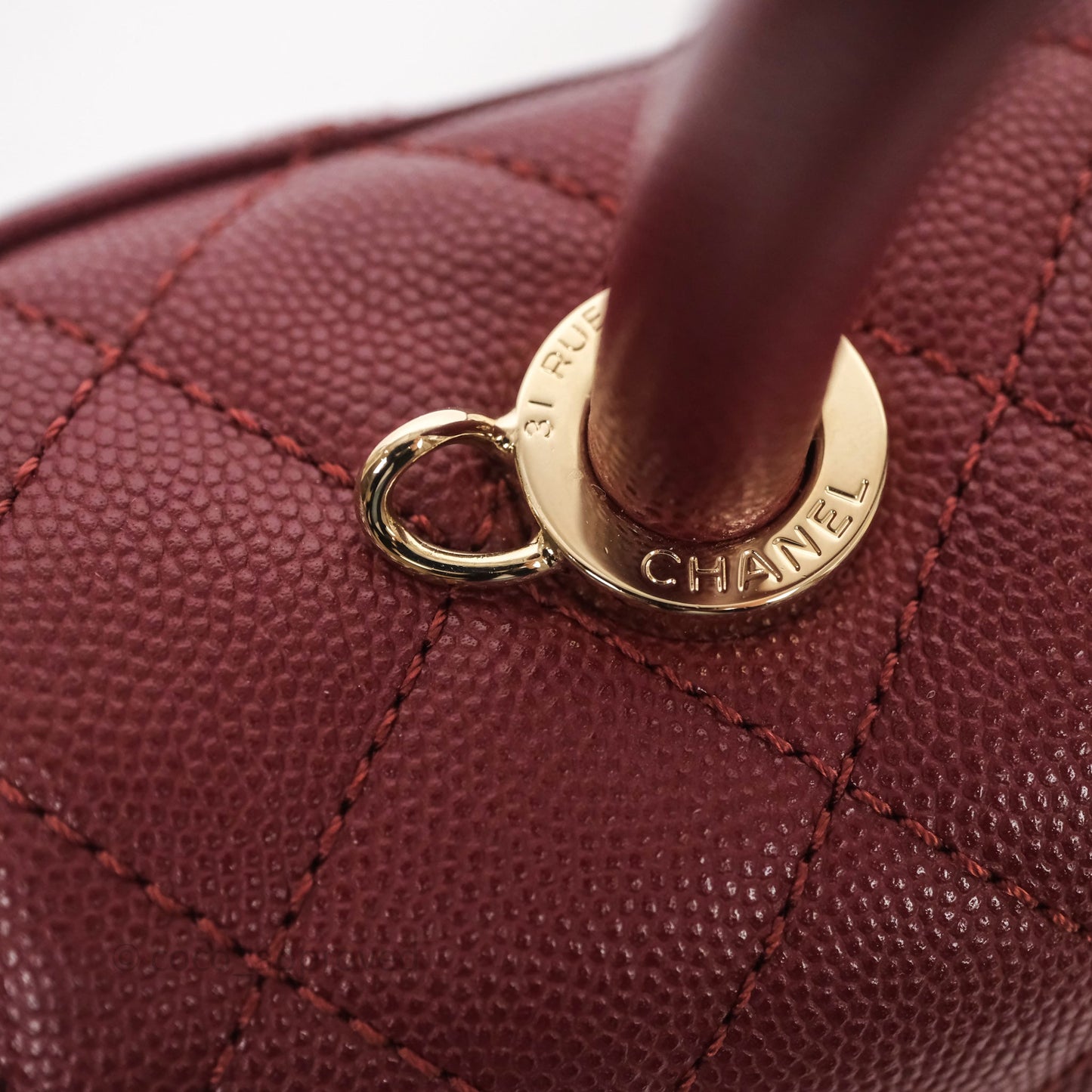 Chanel Small Coco Handle Quilted Red Burgundy Caviar Gold Hardware