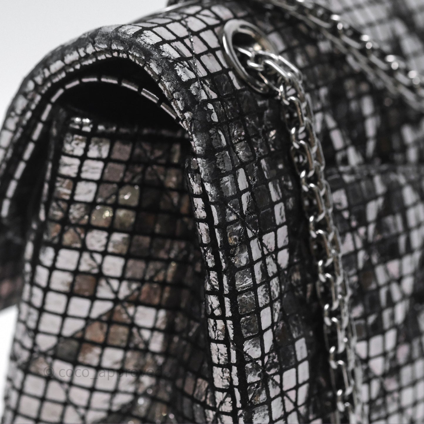 Chanel Mirror Reissue 2.55 Quilted Silver Suede Calfskin Gun Metal Hardware