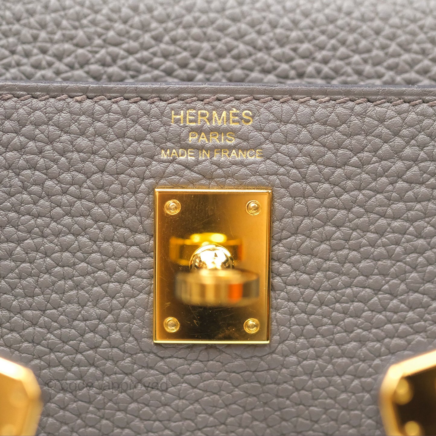 Hermès Retourne Kelly 25 Gris Etain 8F Togo Gold Hardware